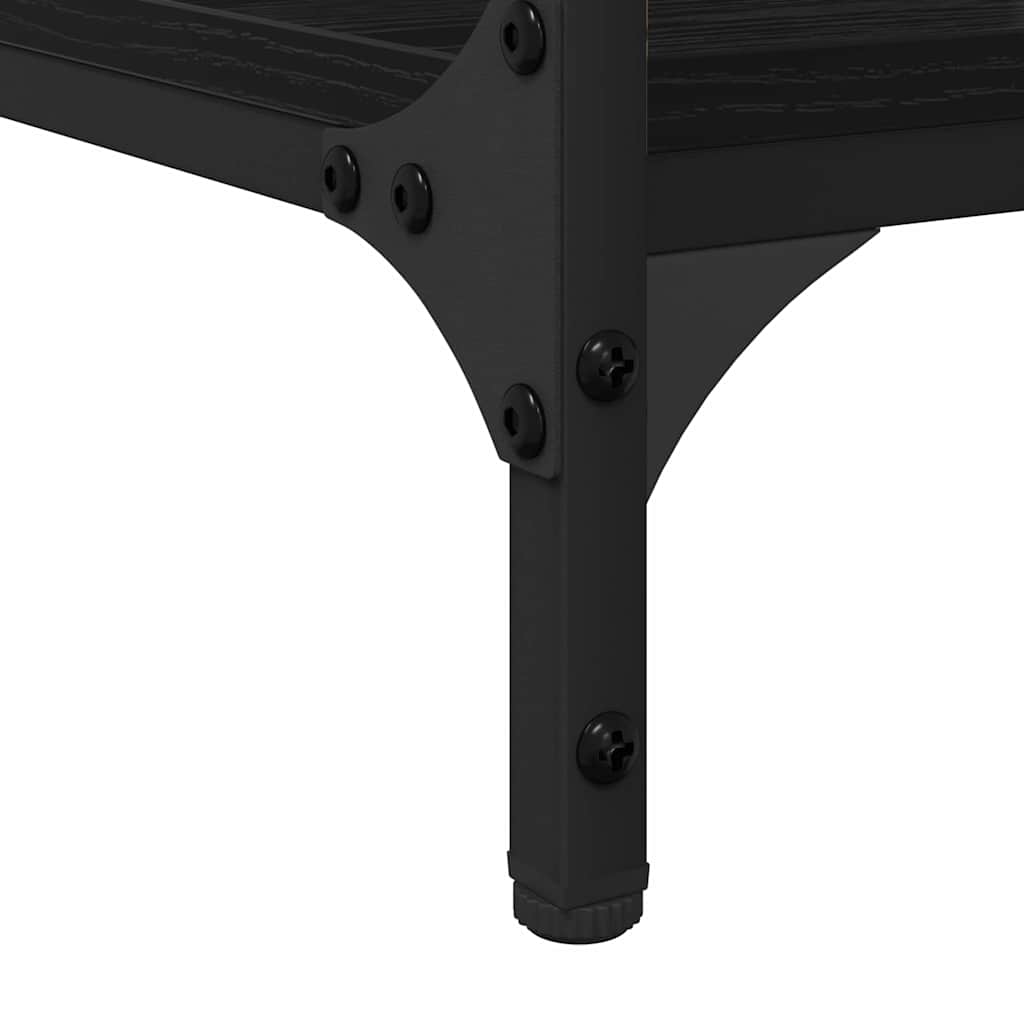 Asztal polcokkal fekete tölgy 140 x 50 x 75 cm faanyag