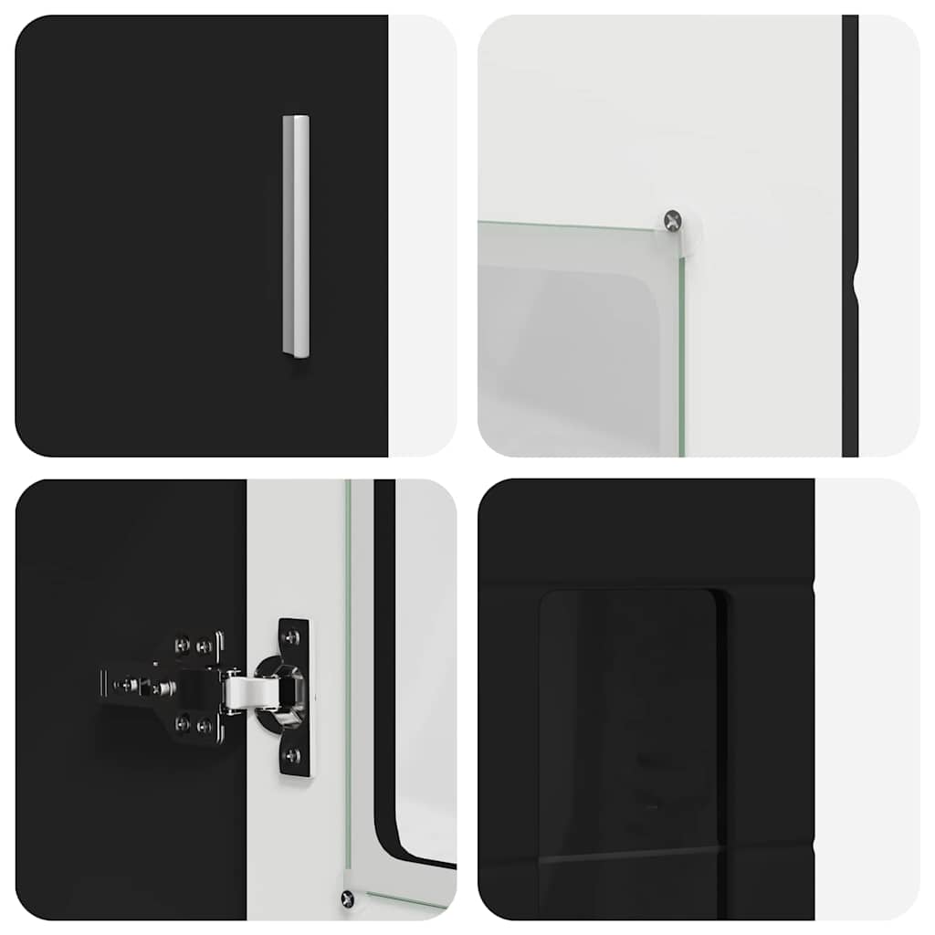 Magasfiú polcokkal tárolóval fekete 60 x 35 x 182 cm faanyag