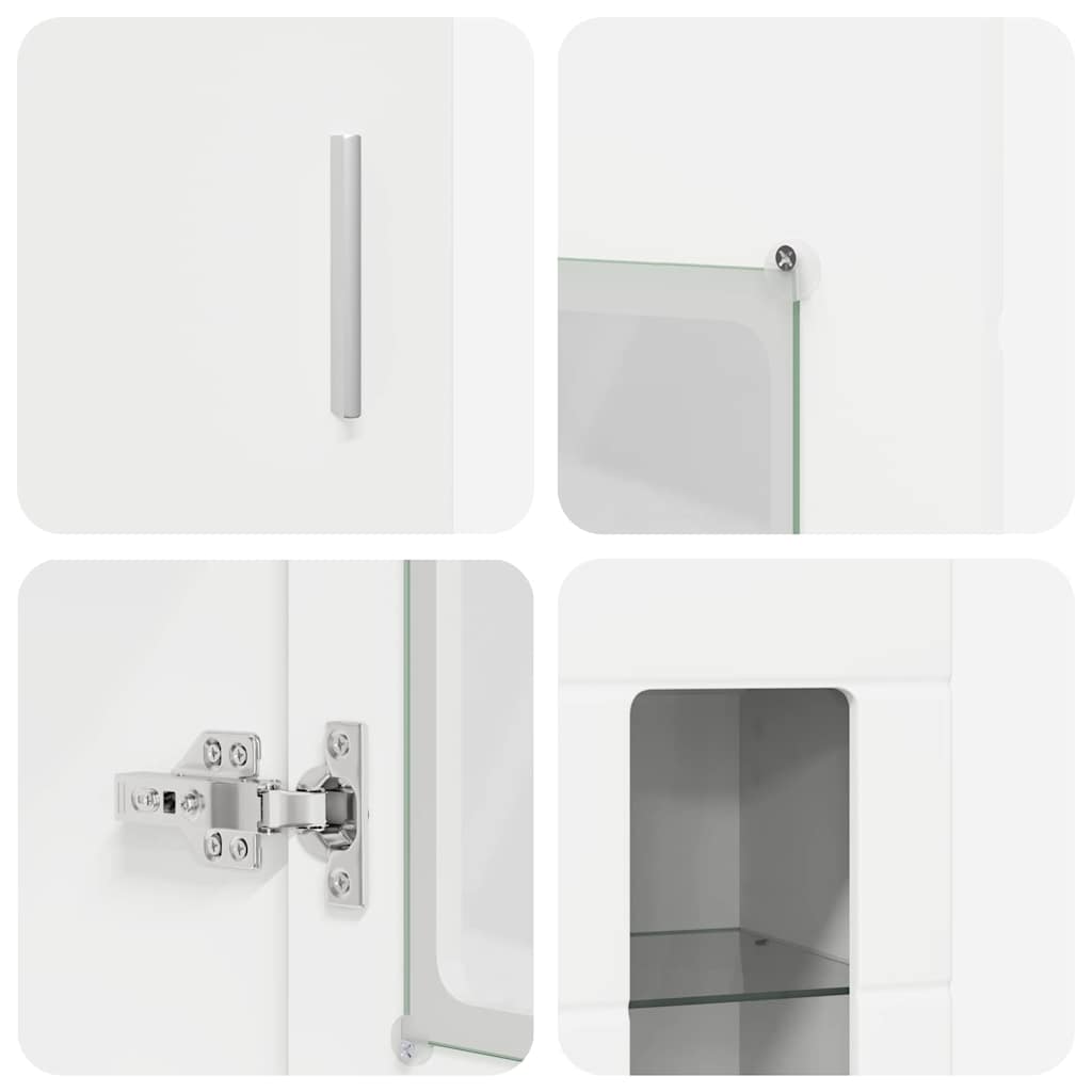 Magasfiú polcokkal tárolóval fehér 60 x 35 x 182 cm faanyag