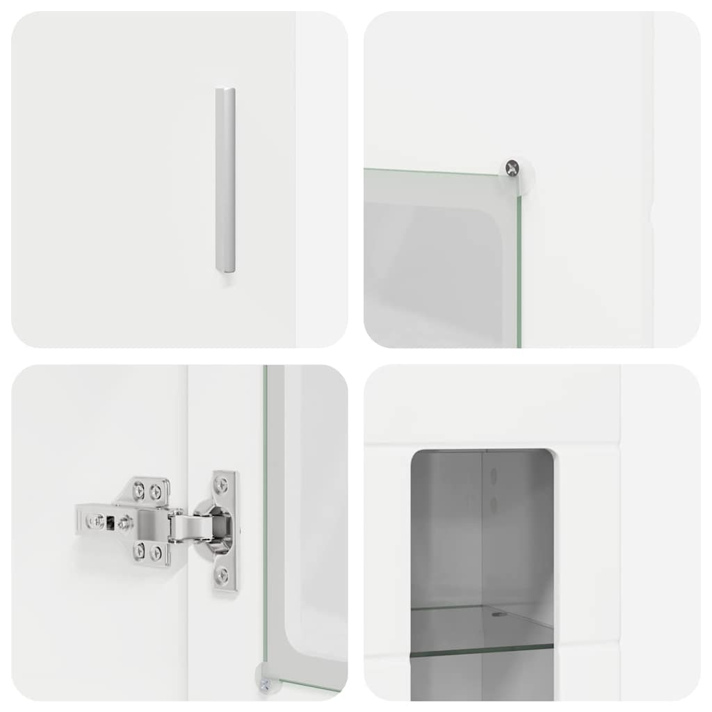 Magasfiú polcokkal magas fényű fehér 60 x 35 x 182 cm faanyag