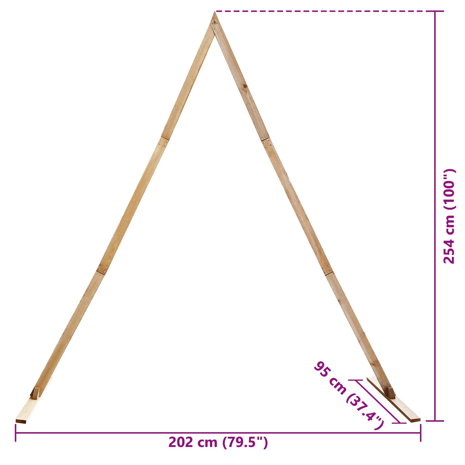 Esküvői ív világos barna 202 x 95 x 254 cm tömör fenyőfa