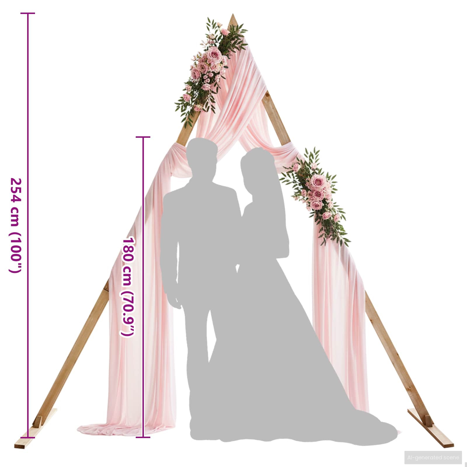 Esküvői ív világos barna 202 x 95 x 254 cm tömör fenyőfa