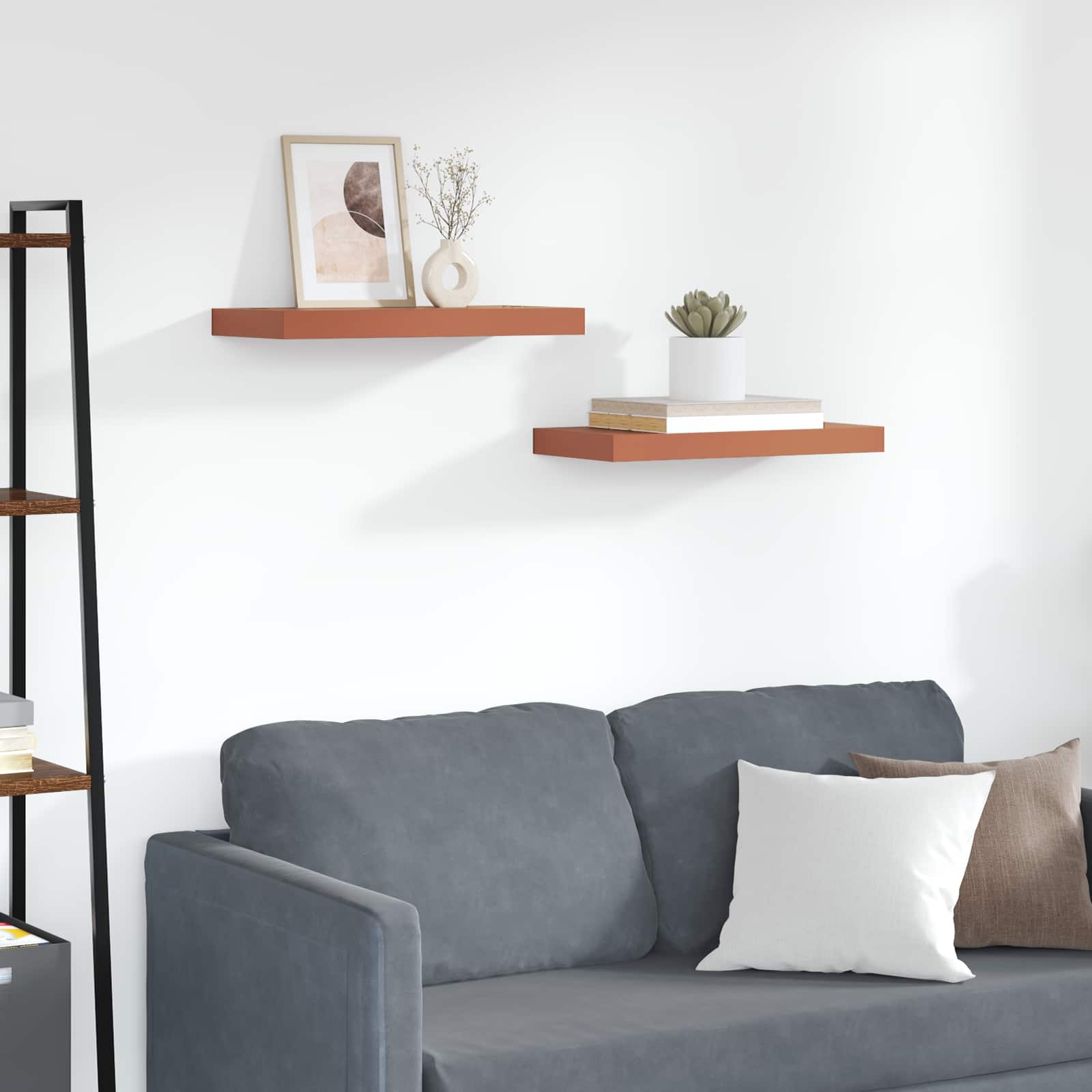 Falpolc falra szerelhető 2 pcs piros 50 x 23 x 4 cm faanyag