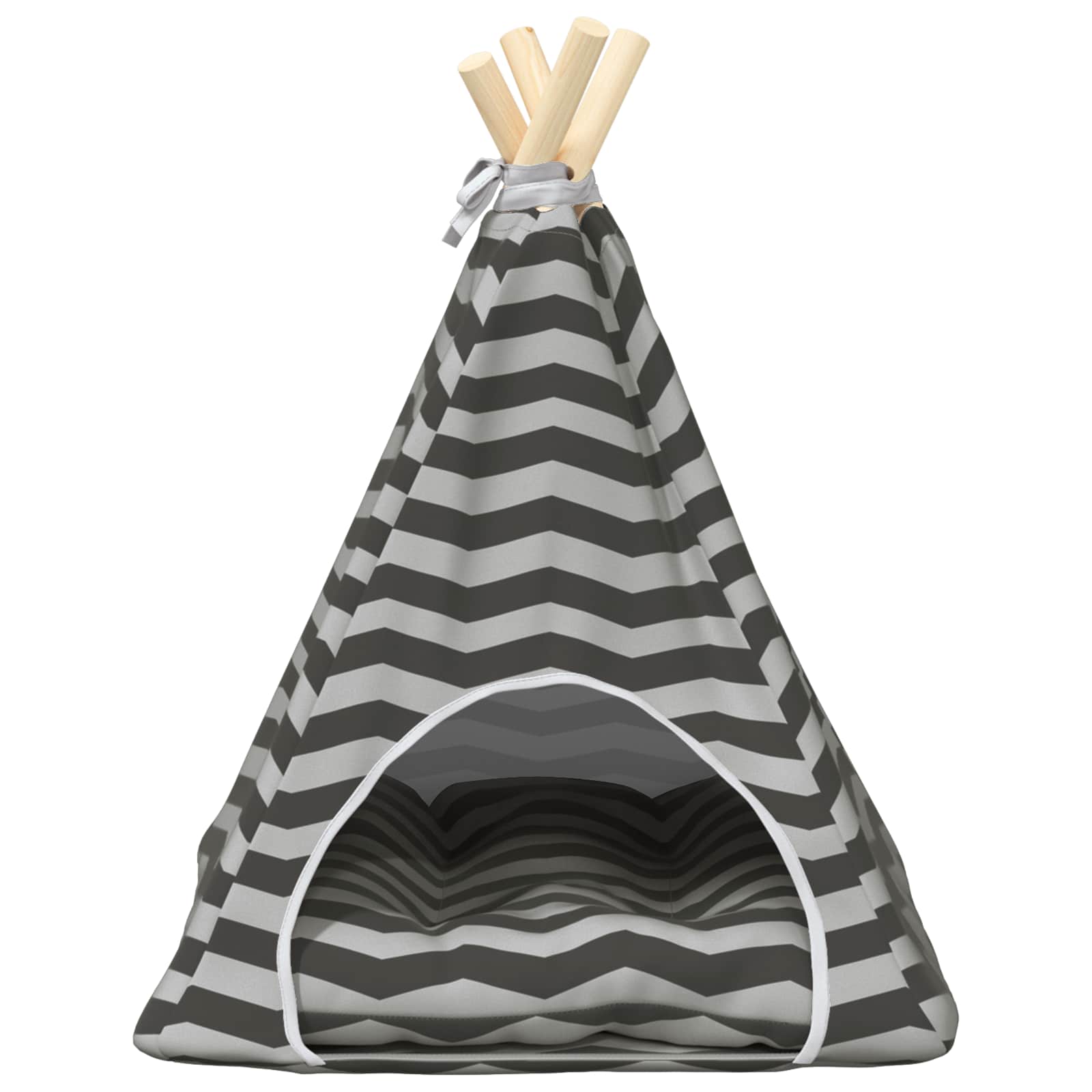 Kiskedvenc teepee párnával fehér és szürke 40 x 40 x 50 cm