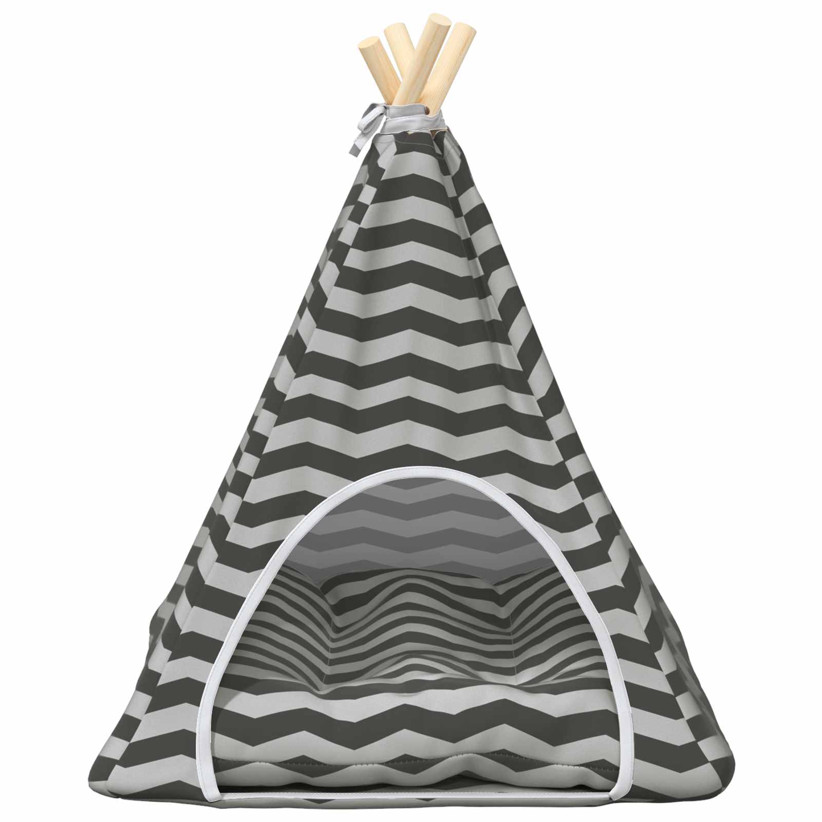 Kiskedvenc teepee párnával fehér és szürke 50 x 50 x 60 cm
