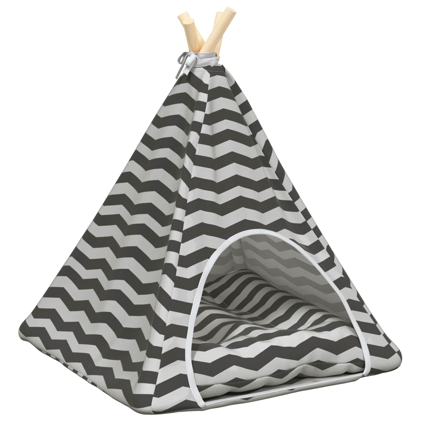 Kiskedvenc teepee párnával fehér és szürke 50 x 50 x 60 cm