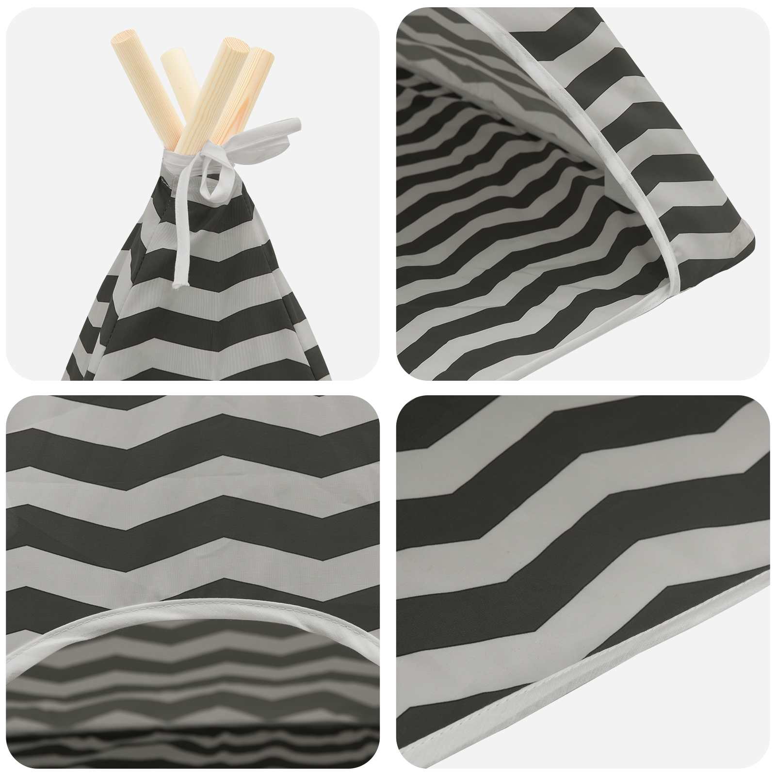 Kiskedvenc teepee párnával fehér és szürke 60 x 60 x 70 cm