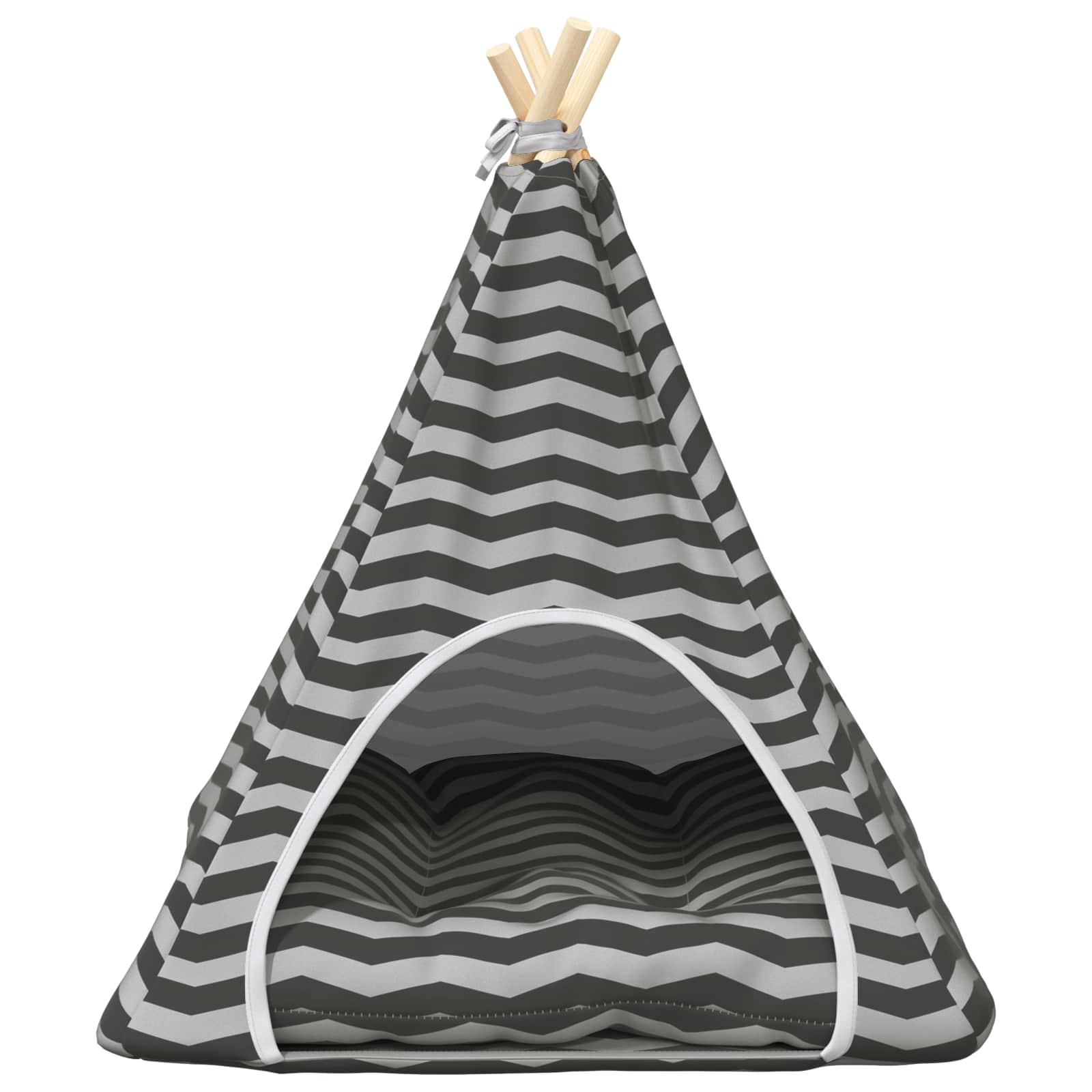 Kiskedvenc teepee párnával fehér és szürke 60 x 60 x 70 cm