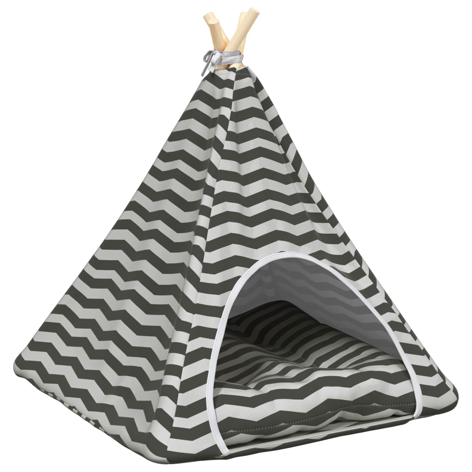 Kiskedvenc teepee párnával fehér és szürke 60 x 60 x 70 cm