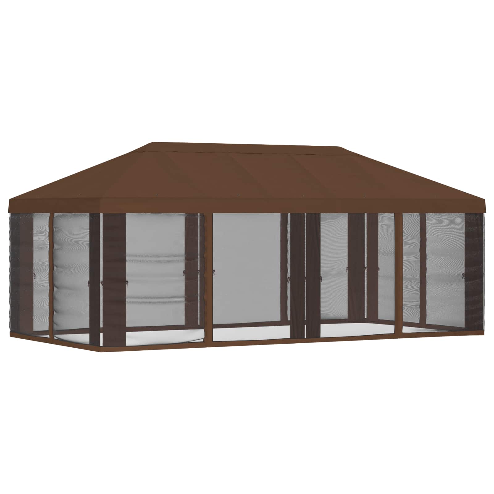 Napernyő ponyva oldalfalakkal barna 600,5 x 300,5 cm poliészter