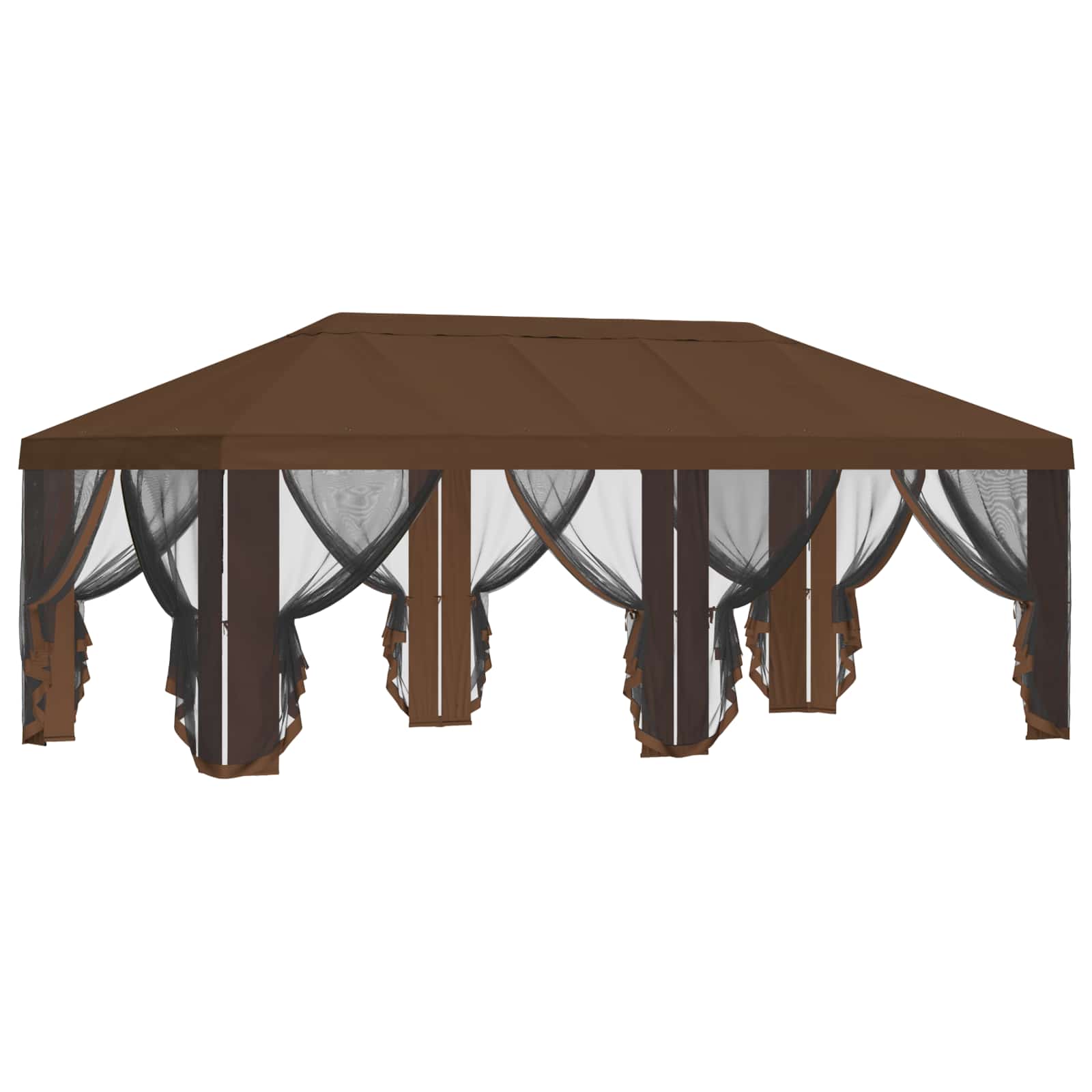 Napernyő ponyva oldalfalakkal barna 600,5 x 300,5 cm poliészter