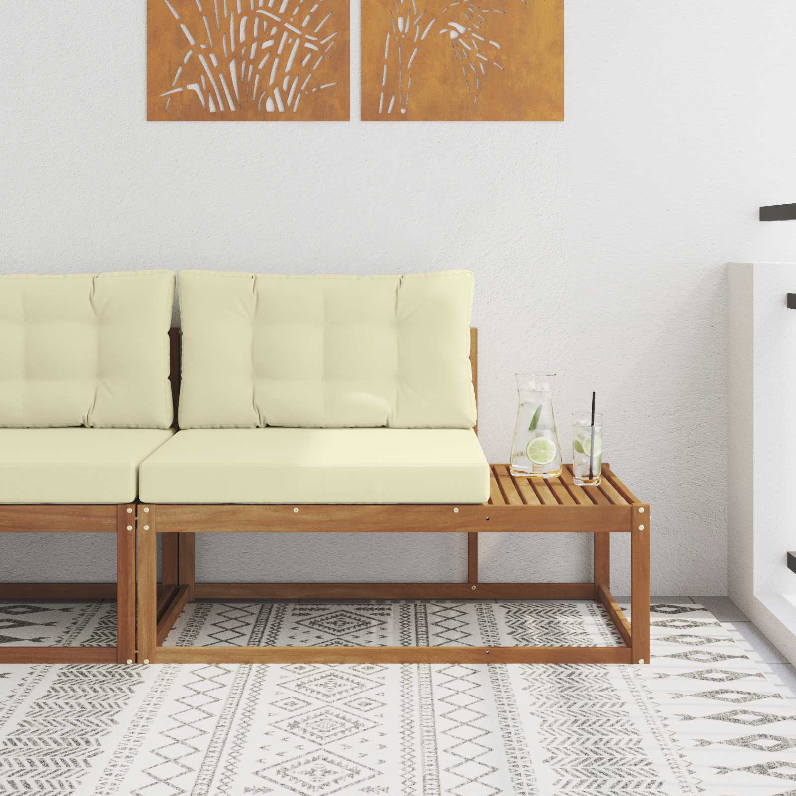 Kültéri végkanapé természetes 115 x 83 x 73 cm tömör akácfa