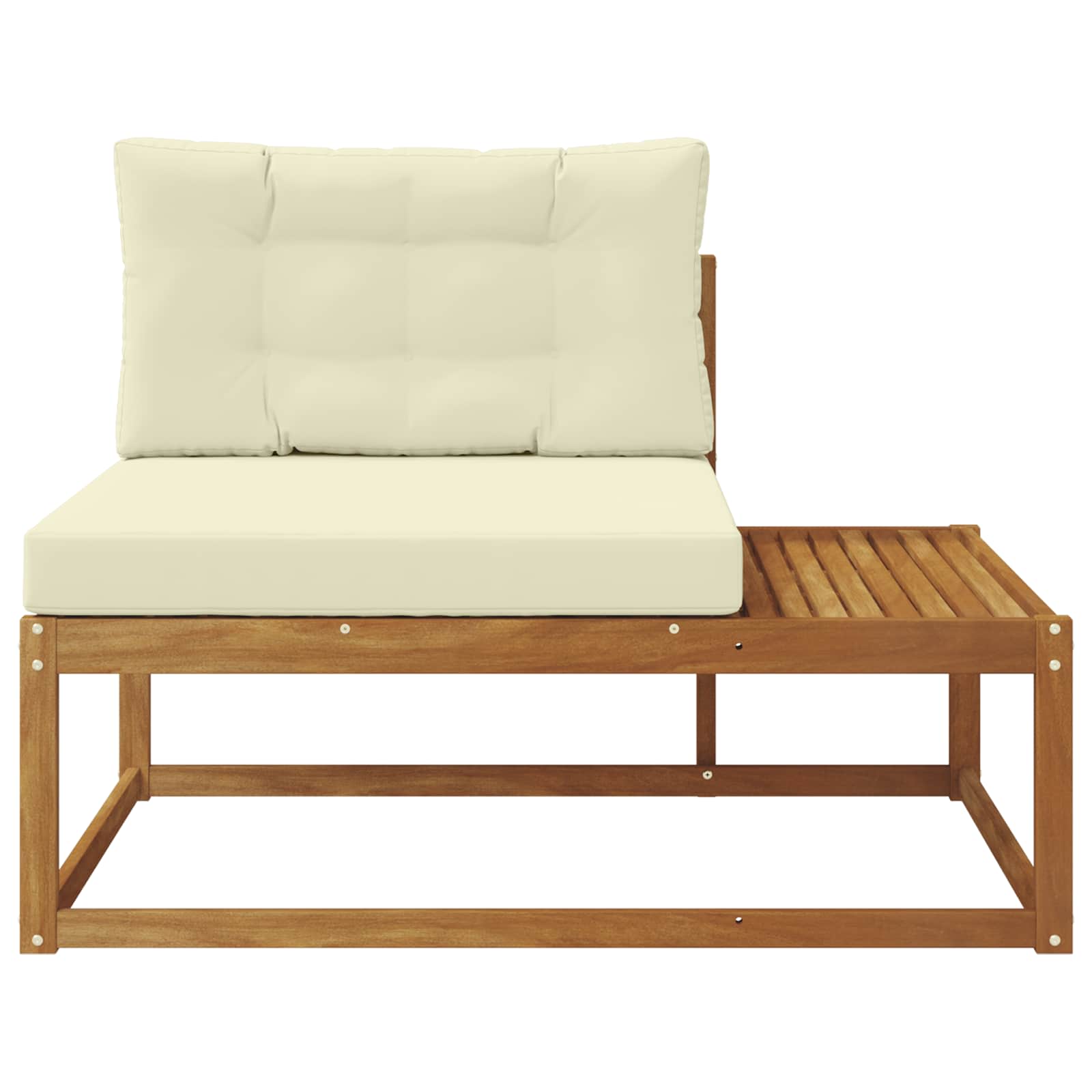 Kültéri végkanapé természetes 115 x 83 x 73 cm tömör akácfa