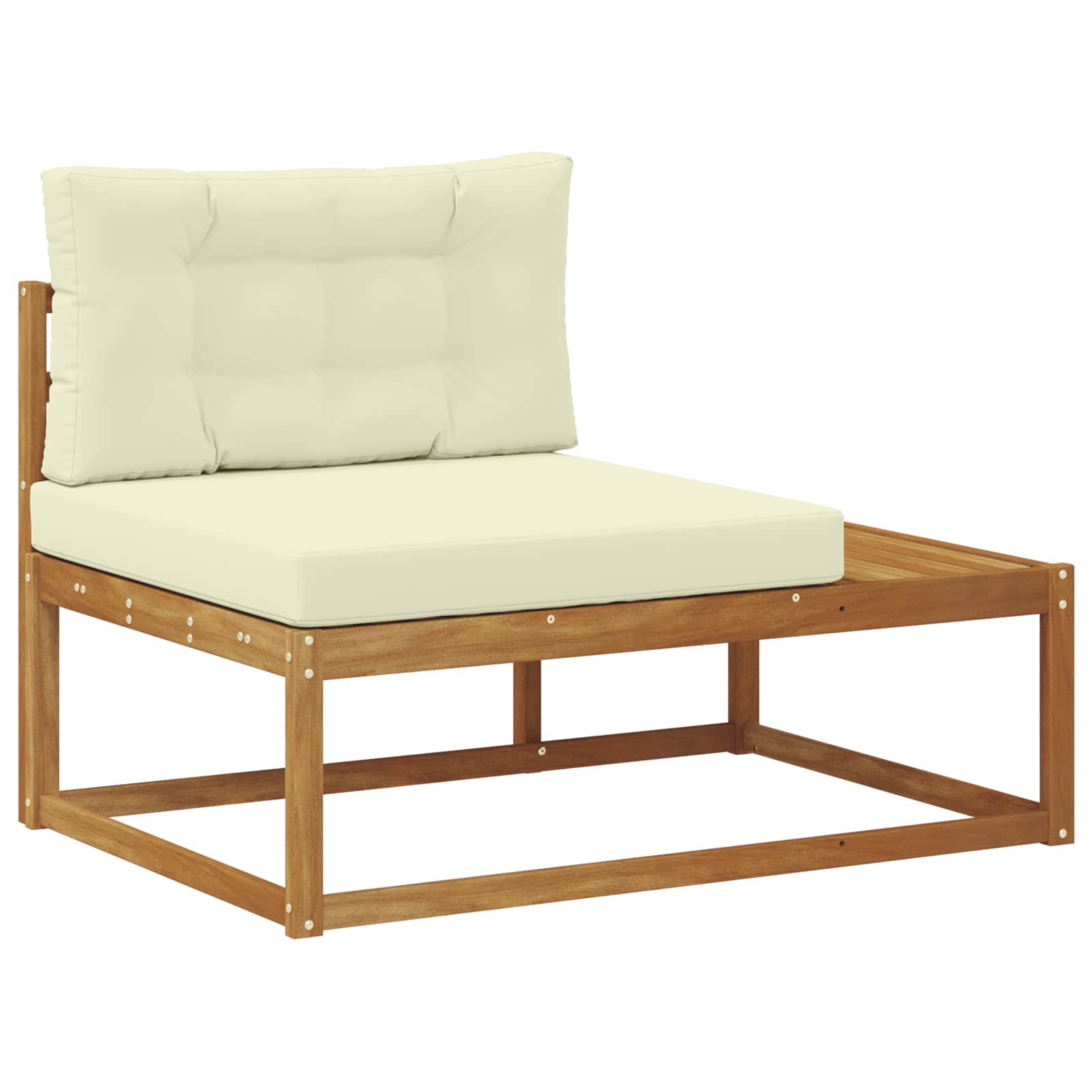 Kültéri végkanapé természetes 115 x 83 x 73 cm tömör akácfa