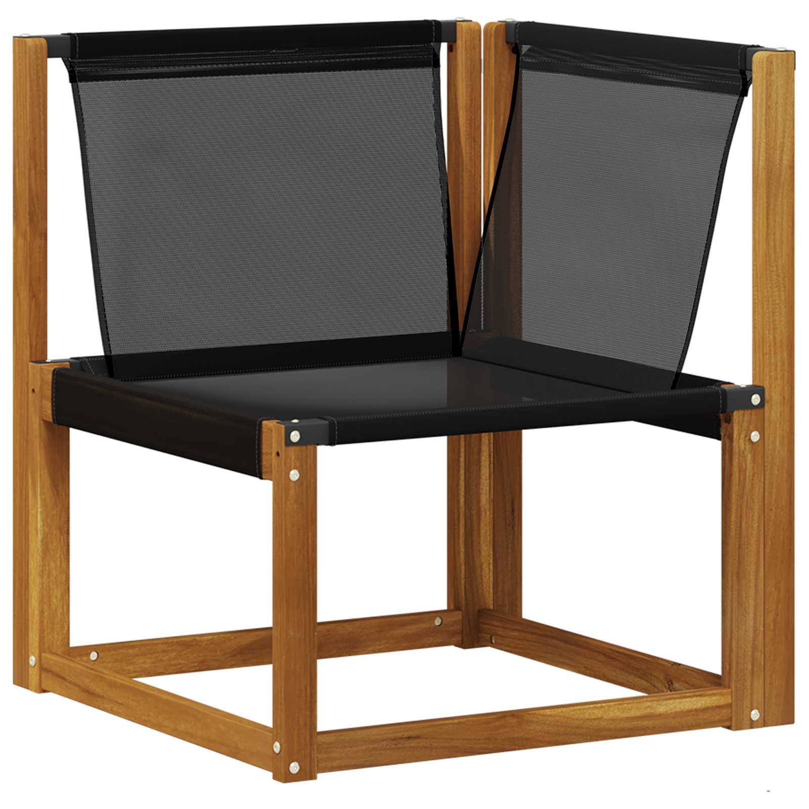 Kültéri sarokkanapé tömör akácfa és textilén szövet természetes