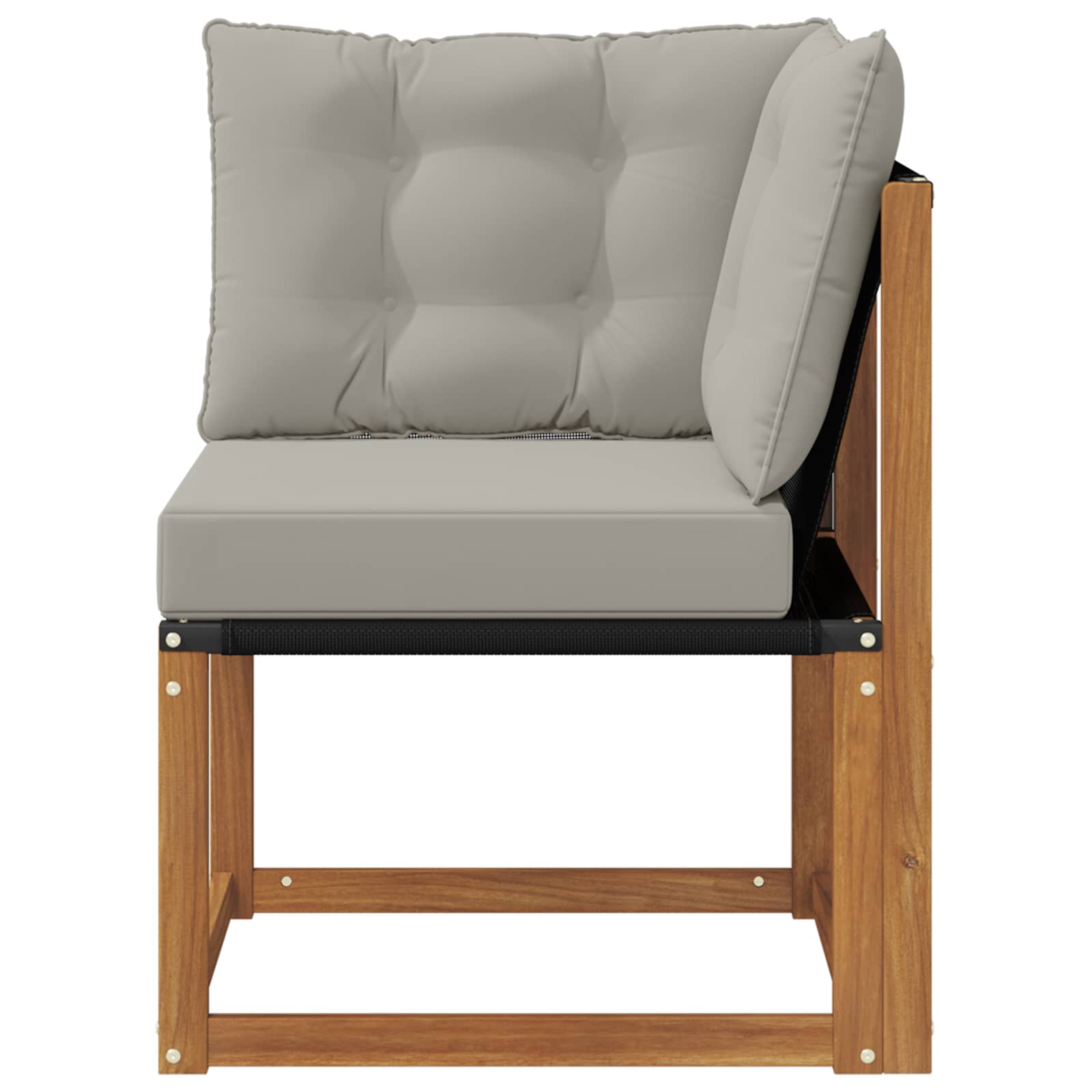 Kültéri sarokkanapé tömör akácfa és textilén szövet természetes