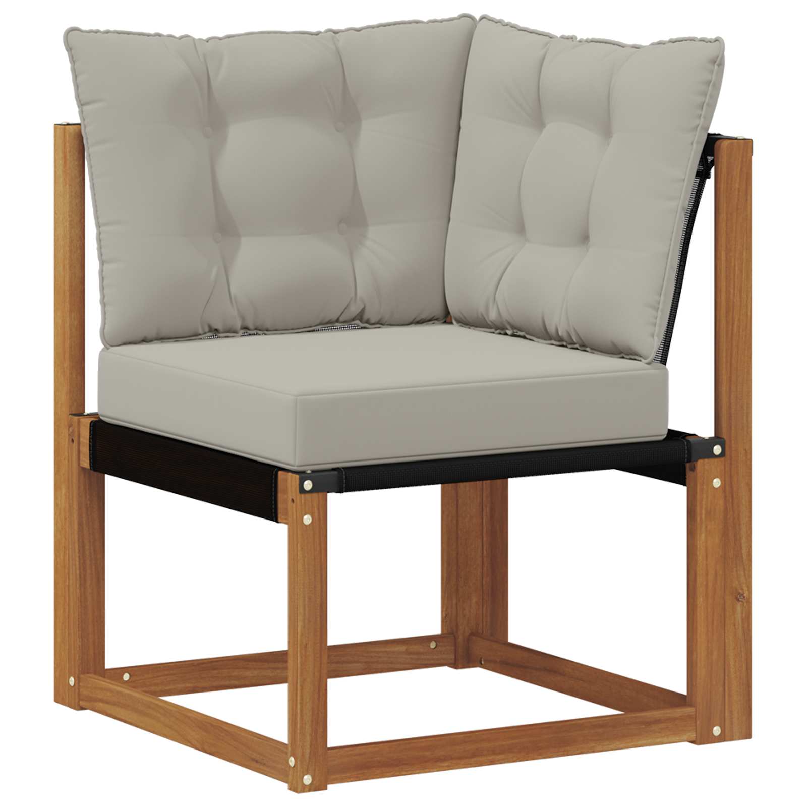 Kültéri sarokkanapé tömör akácfa és textilén szövet természetes