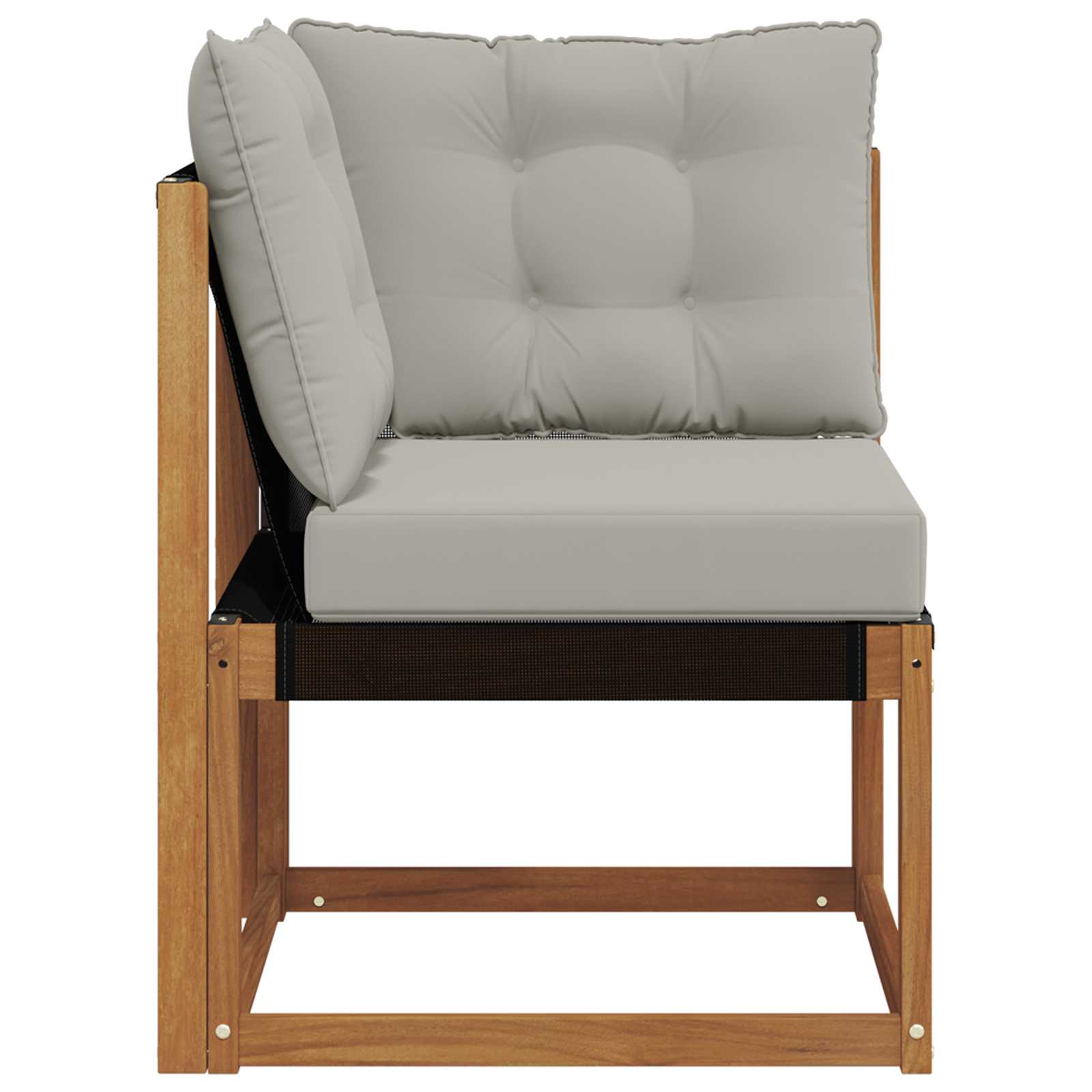 Kültéri sarokkanapé tömör akácfa és textilén szövet természetes