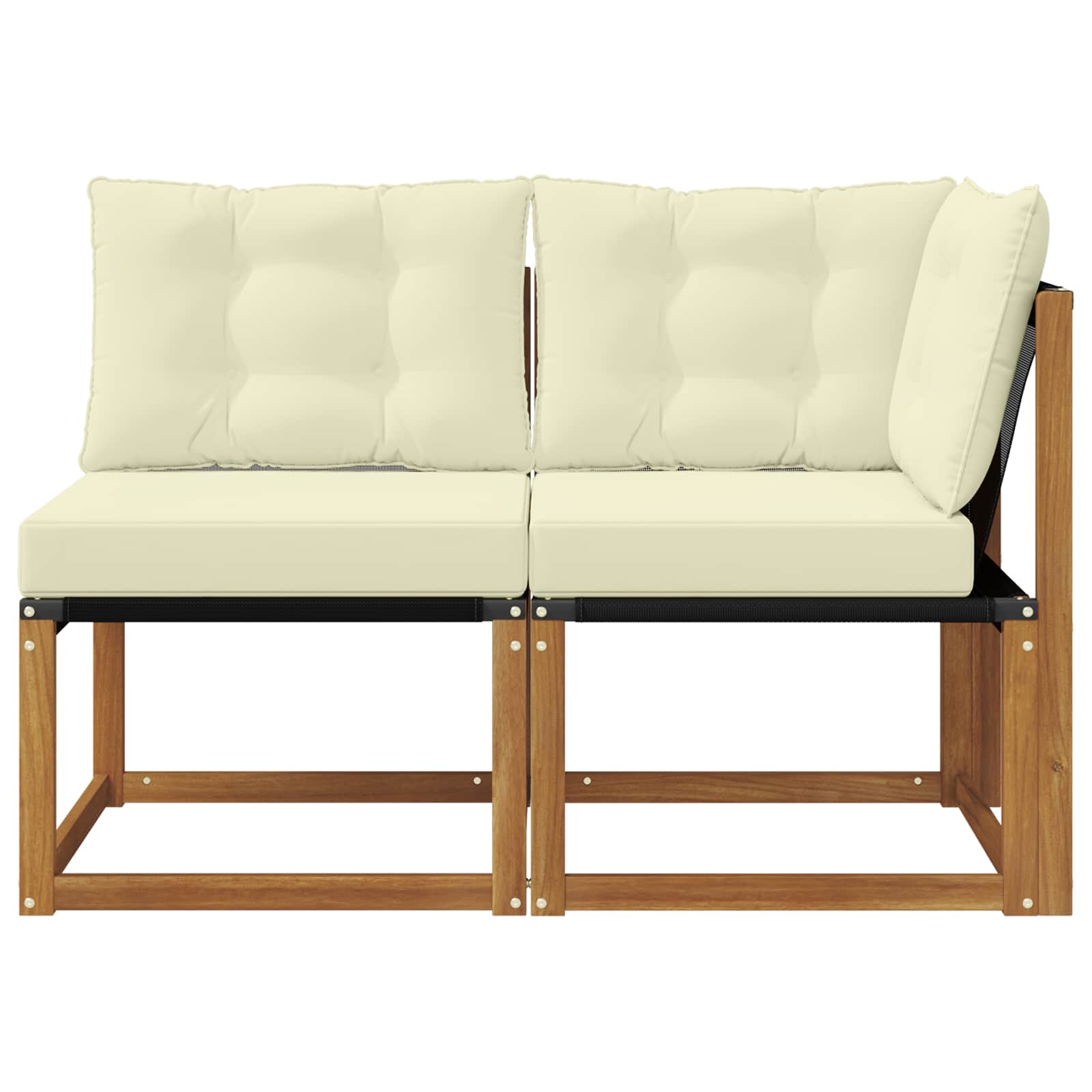 Kültéri középső és sarok kanapé párnával 2 darab természetes