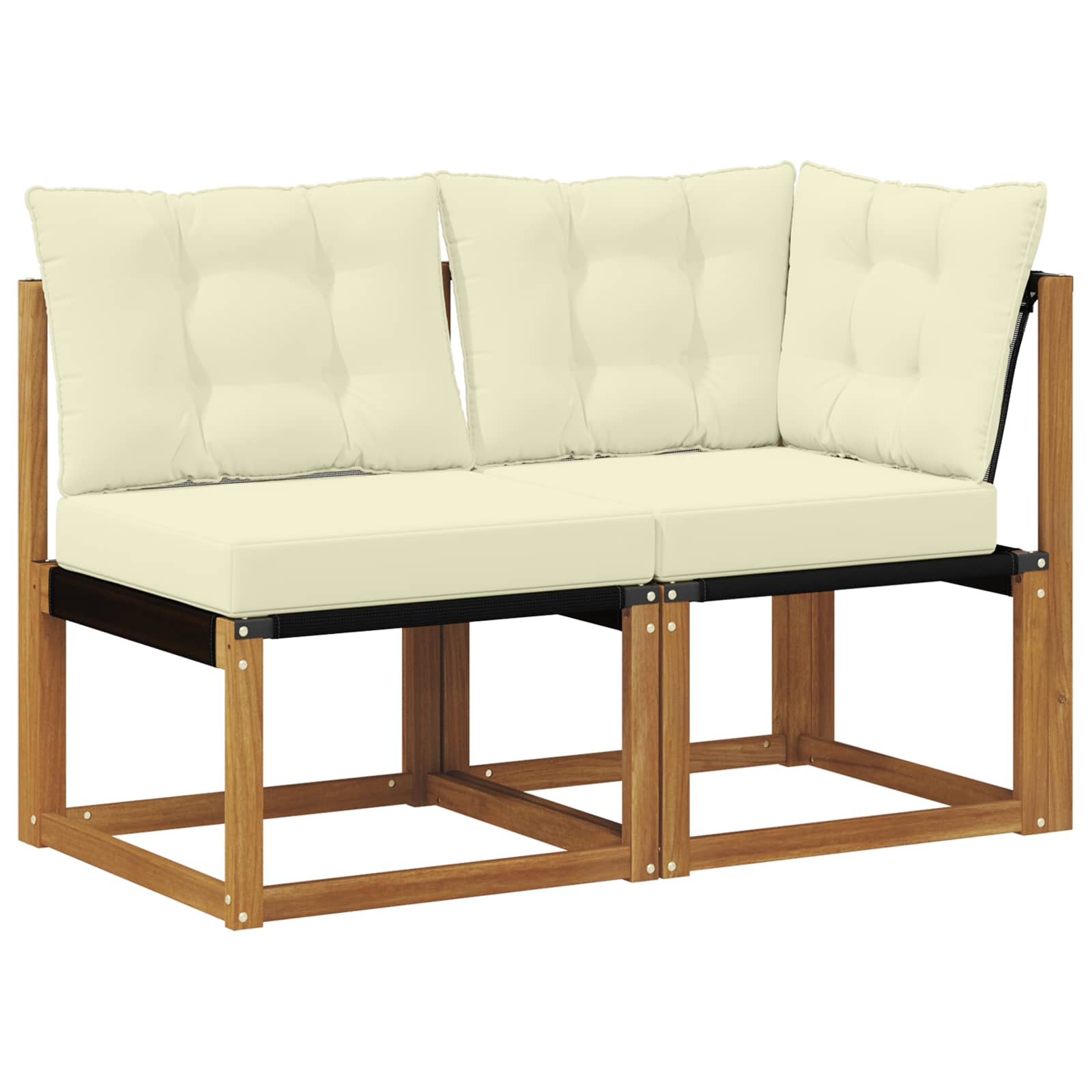 Kültéri középső és sarok kanapé párnával 2 darab természetes