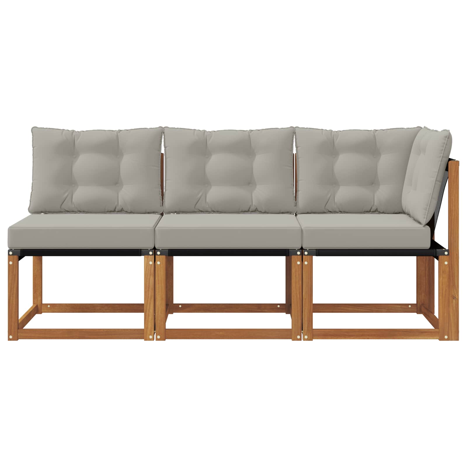 Kültéri középső és sarok kanapé párnával 3 darab természetes