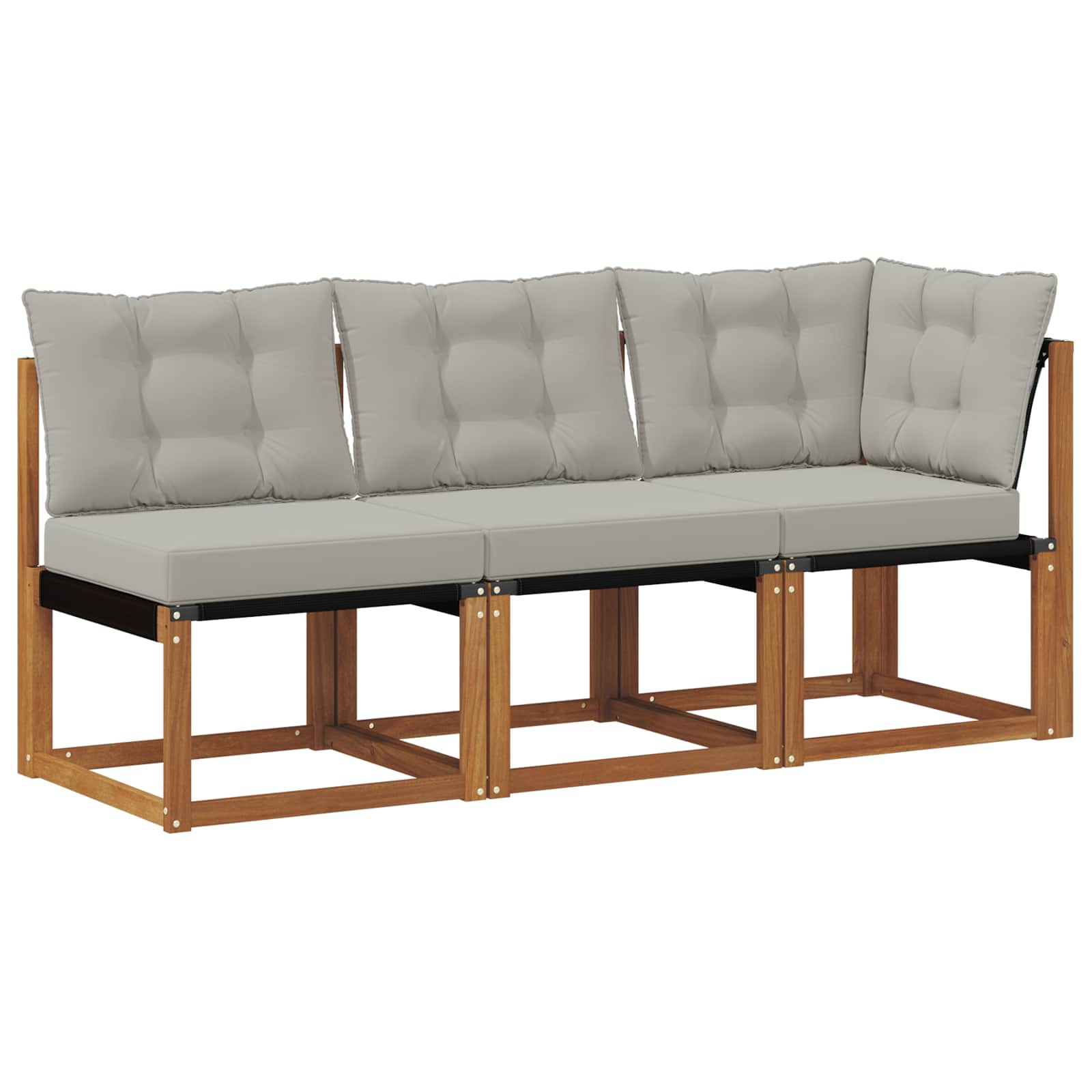 Kültéri középső és sarok kanapé párnával 3 darab természetes