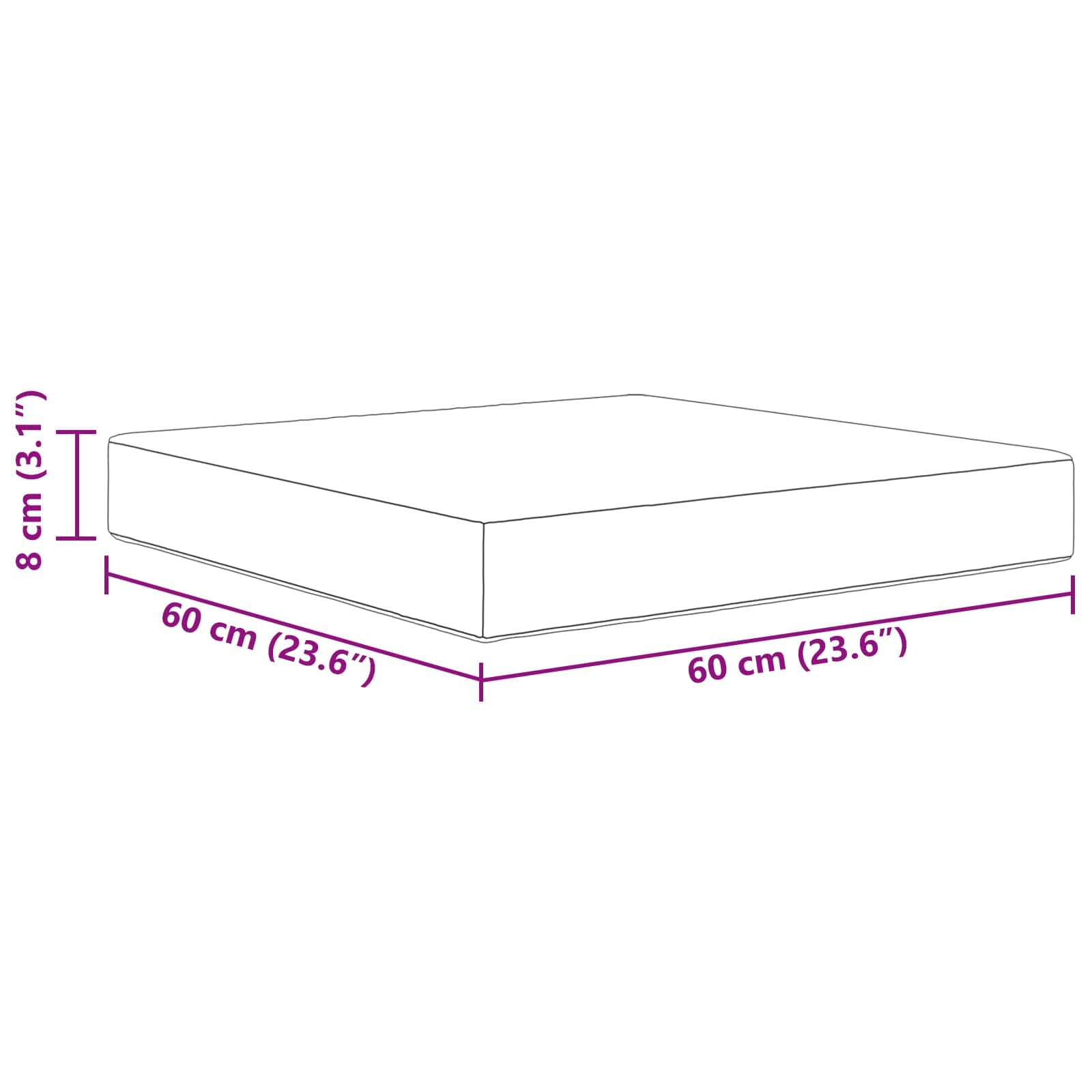 Kültéri kanapé párna antracit 60 x 60 x 8 cm poliészter