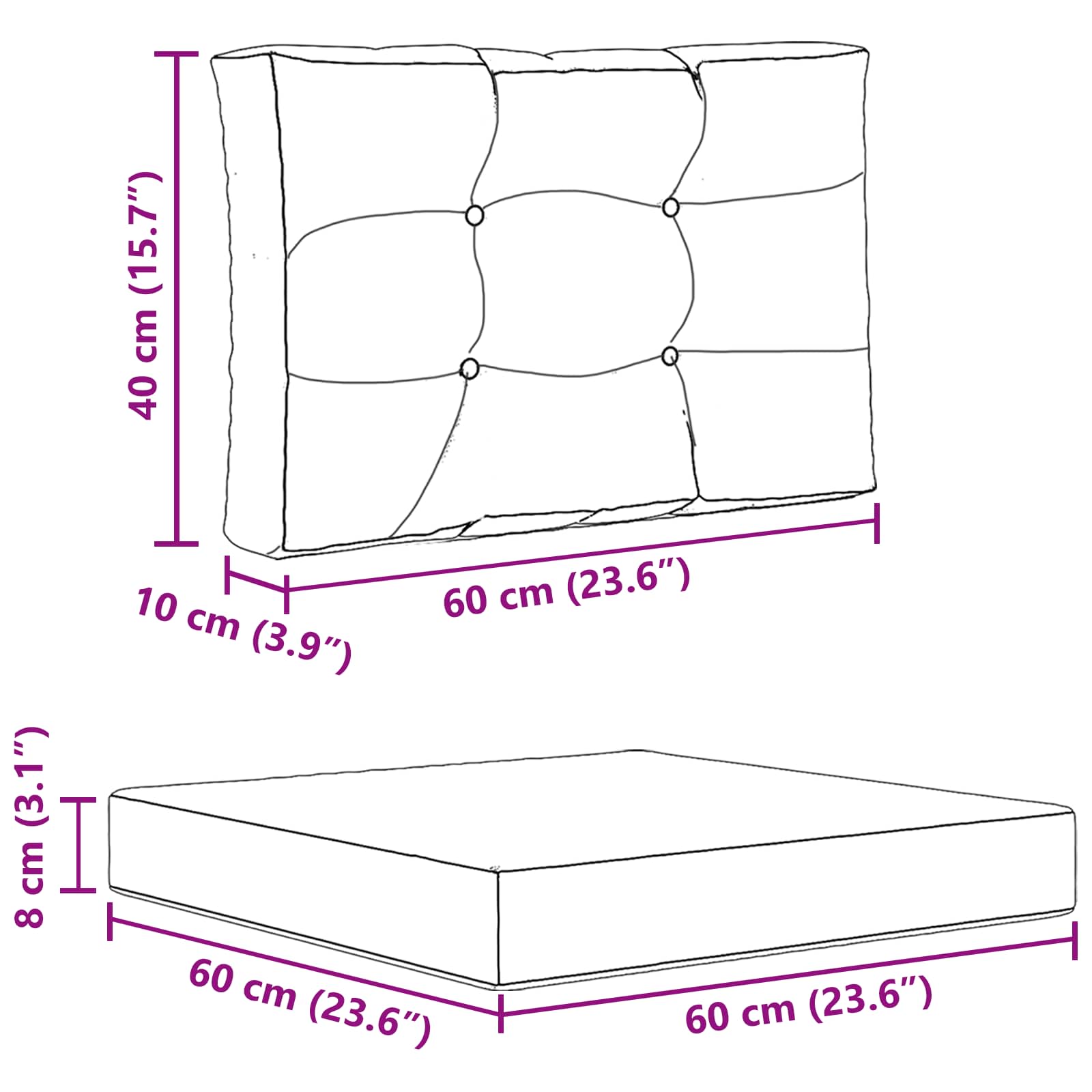 Kültéri kanapé párna 3 pcs zöld poliészter