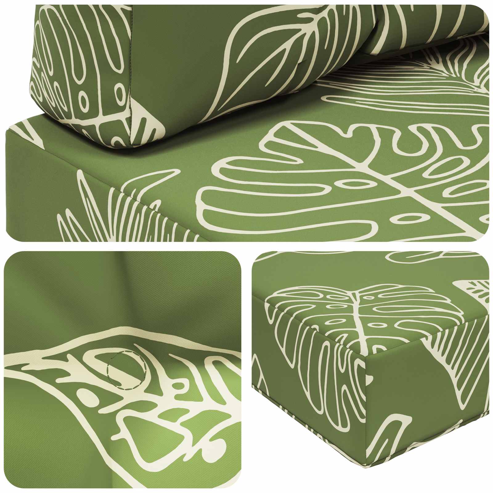 Kültéri kanapé párna 3 pcs levélminta poliészter