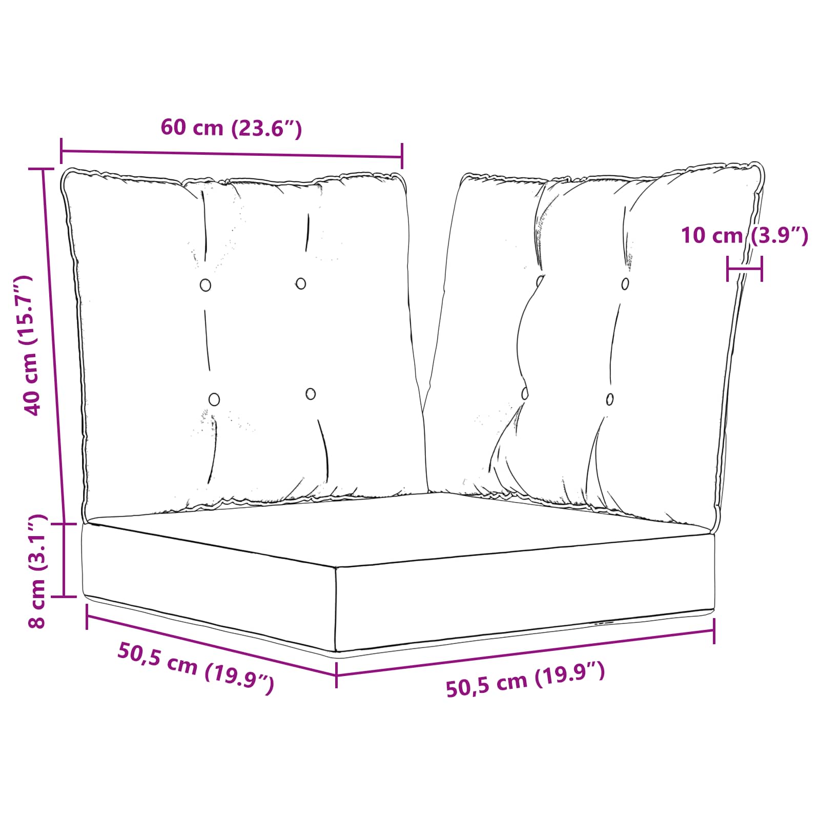 Kültéri kanapé párna 3 pcs antracit poliészter