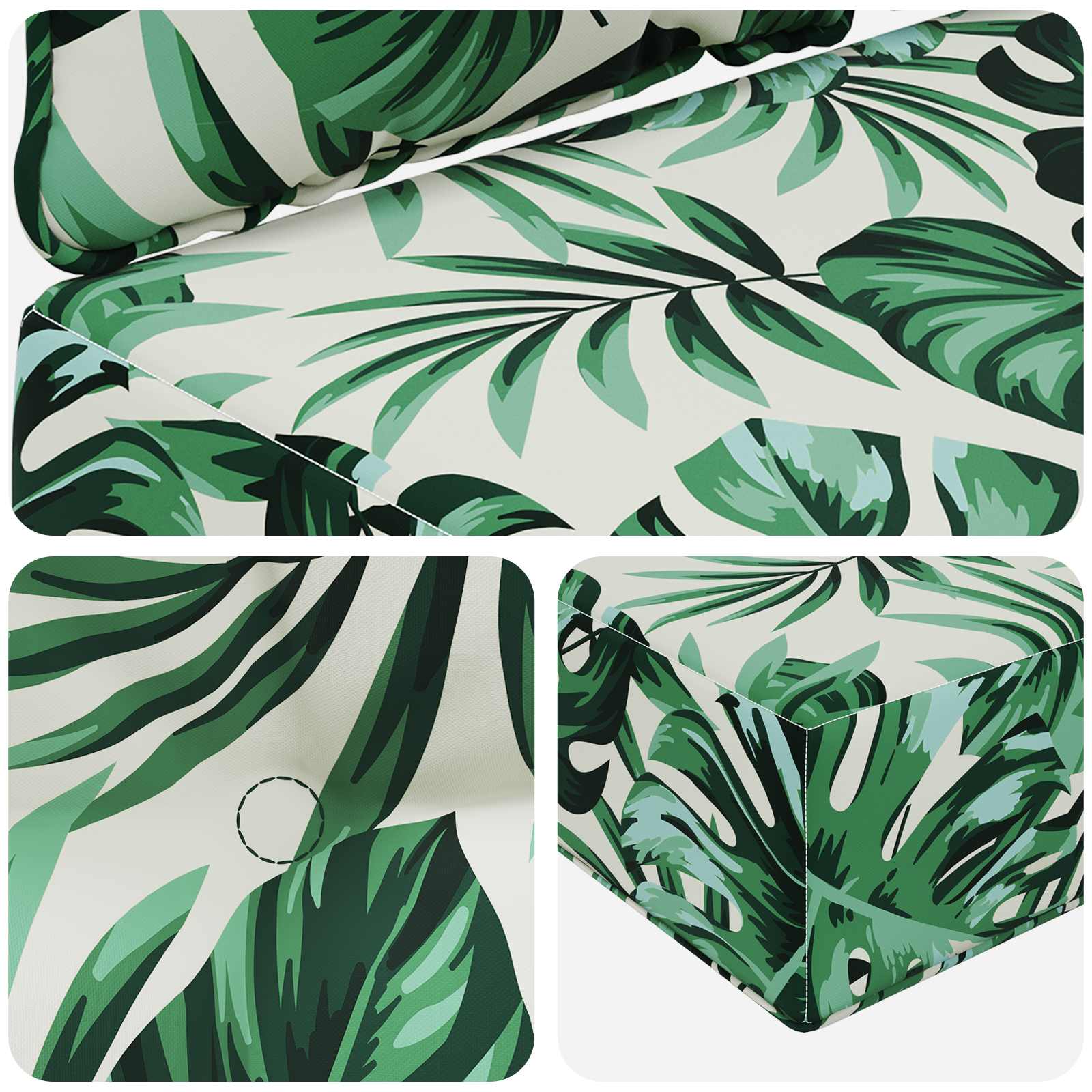 Kültéri kanapé párna 3 pcs levél mintázat poliészter