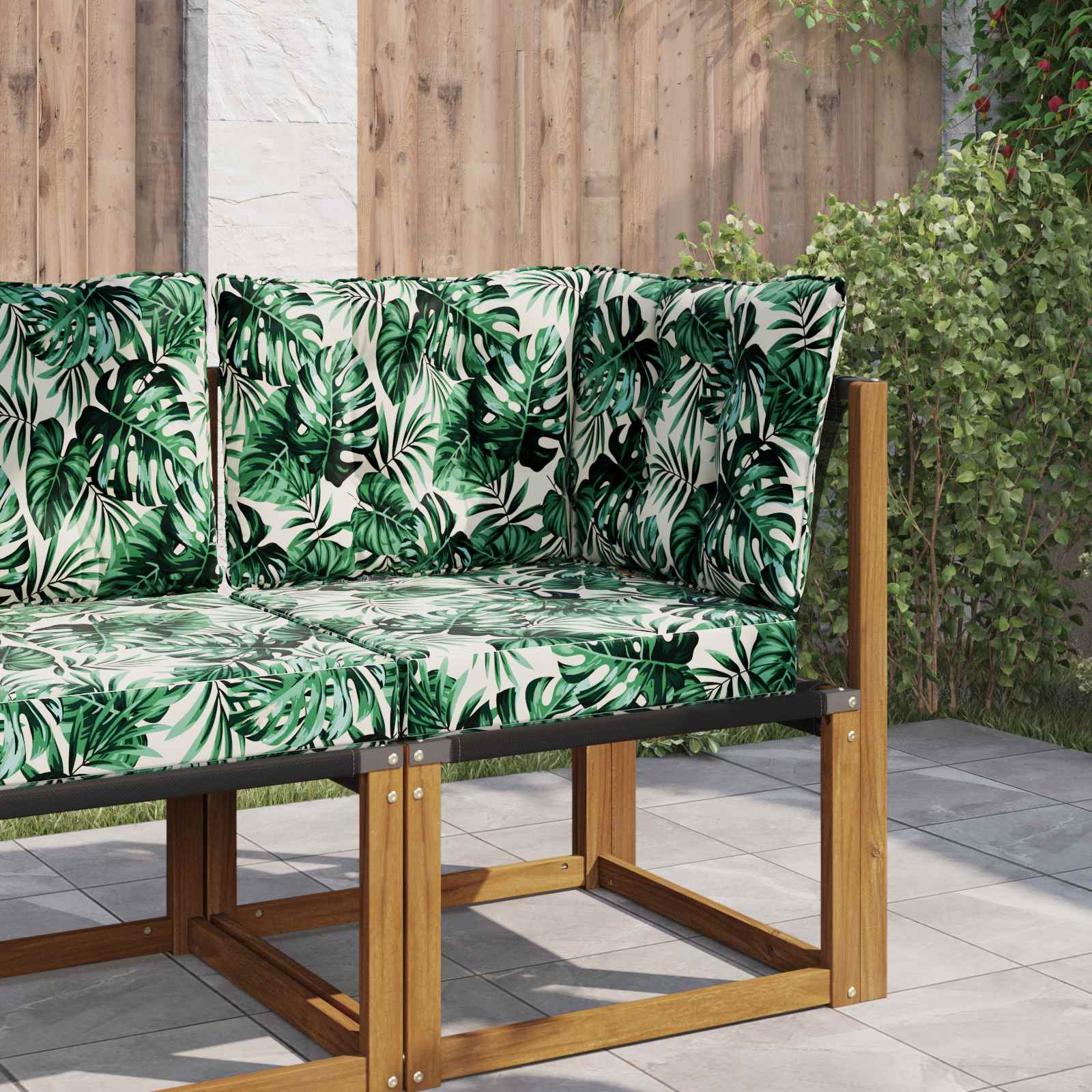 Kültéri kanapé párna 3 pcs levél mintázat poliészter