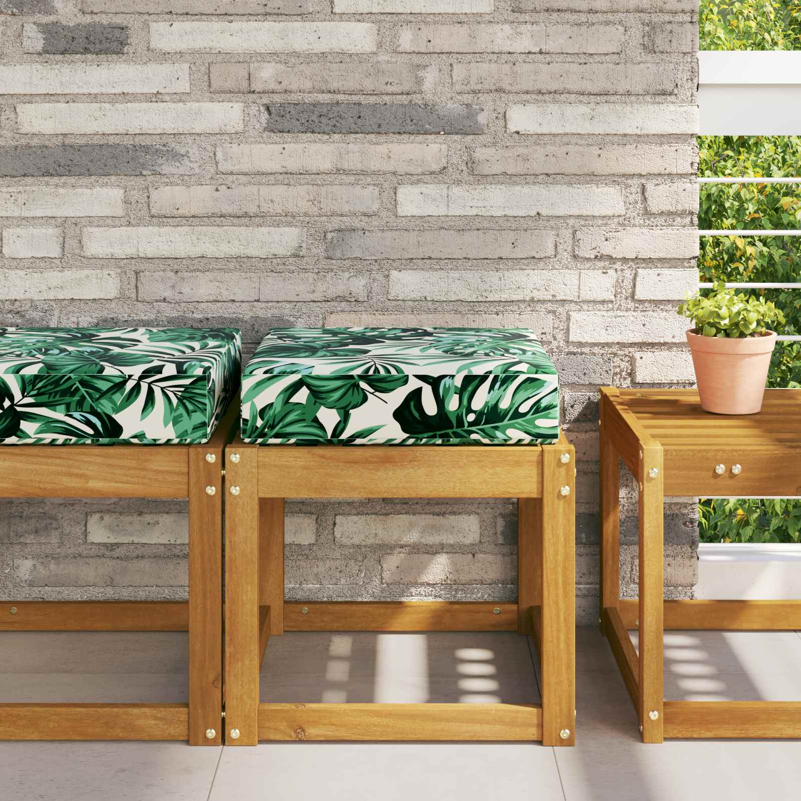 Kültéri ülőpárna levél mintázat 40 x 40 x 8 cm 100% poliészter