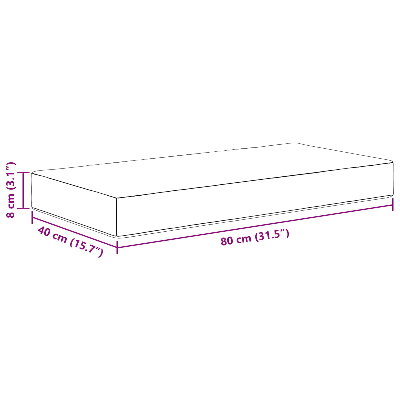 Kültéri ülőpárna bordó 80 x 40 x 8 cm 100% poliészter