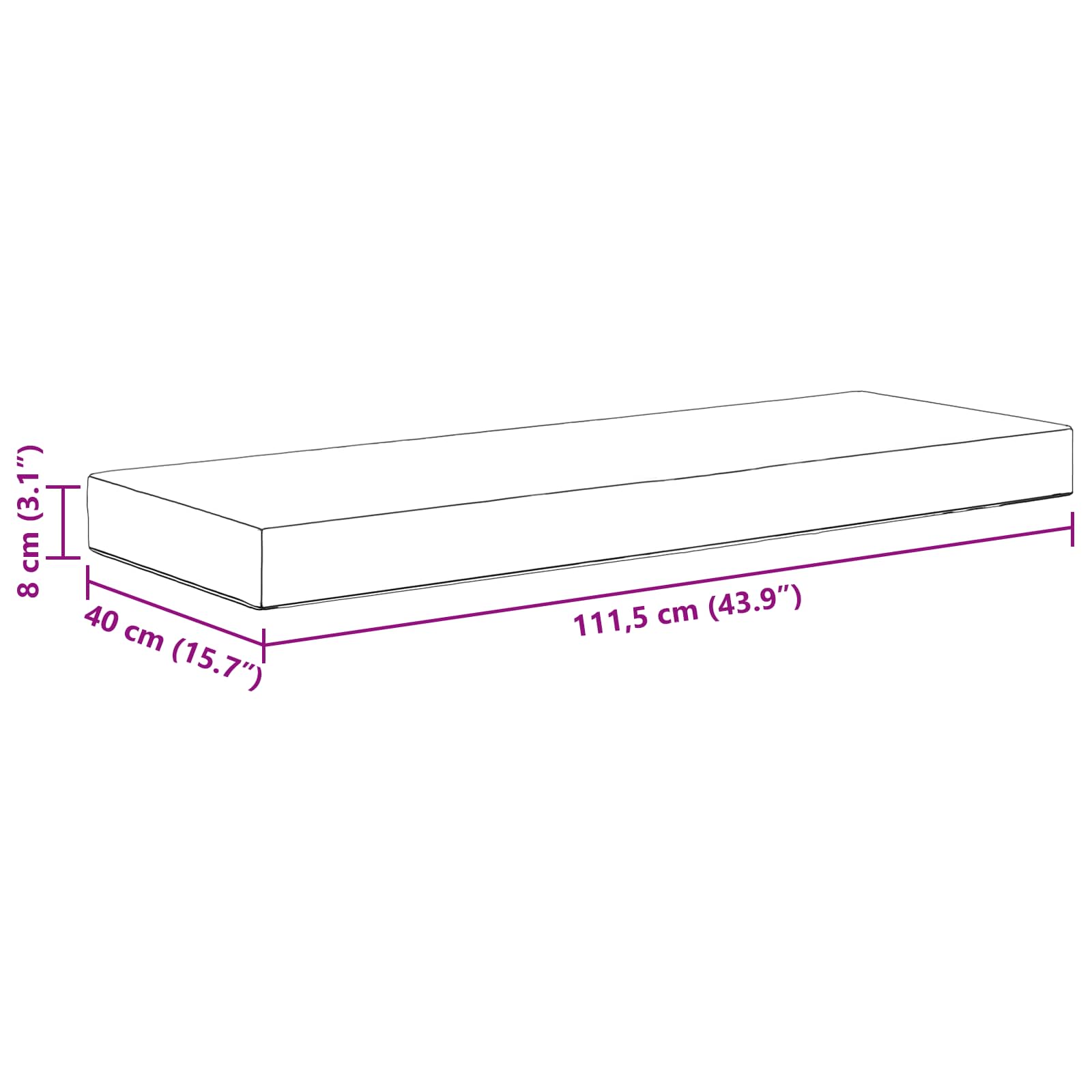 Kültéri ülőpárna krém 115 x 40 x 8 cm 100% poliészter