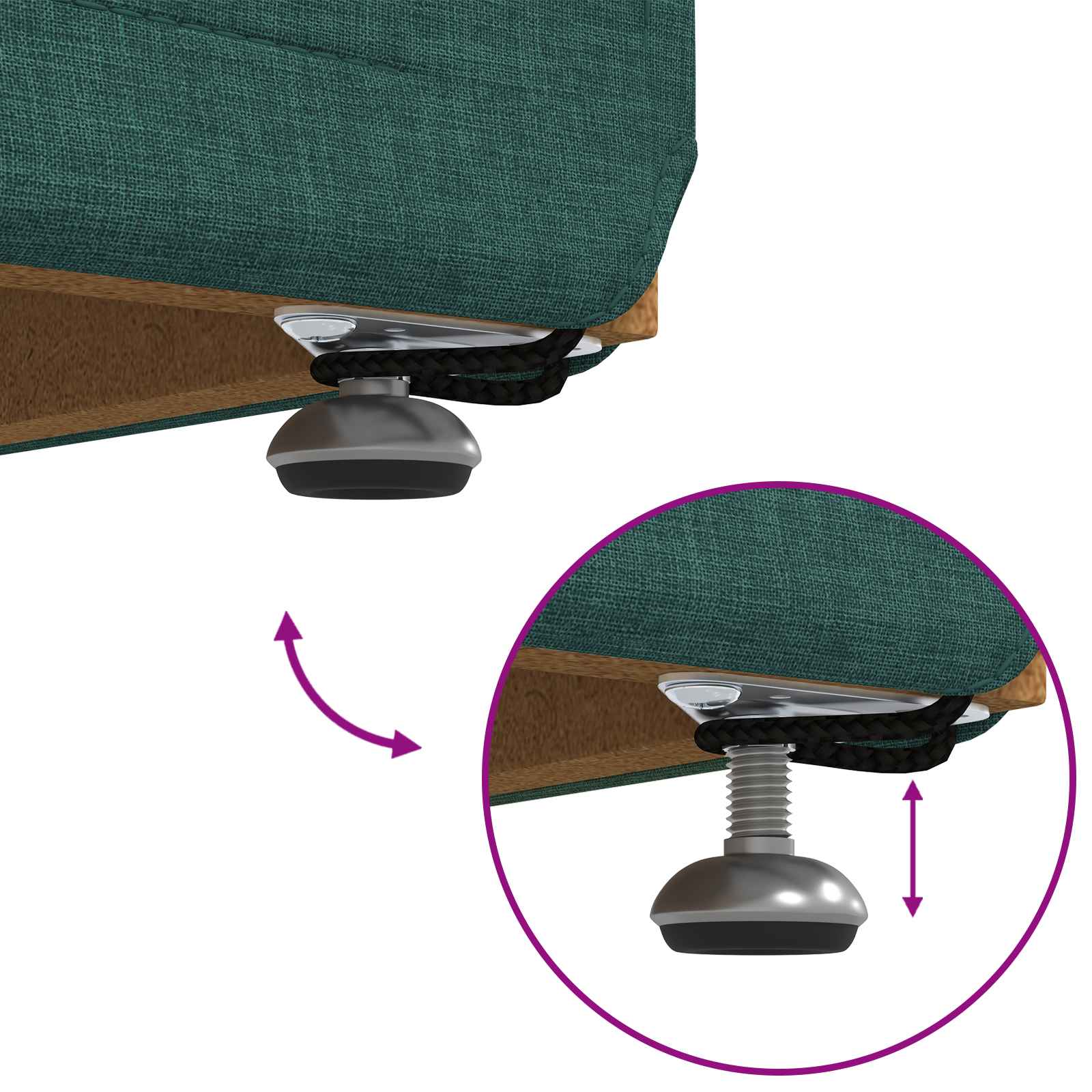 Zsámoly sötétzöld 61 x 41 x 40 cm szövet és faszerkezet