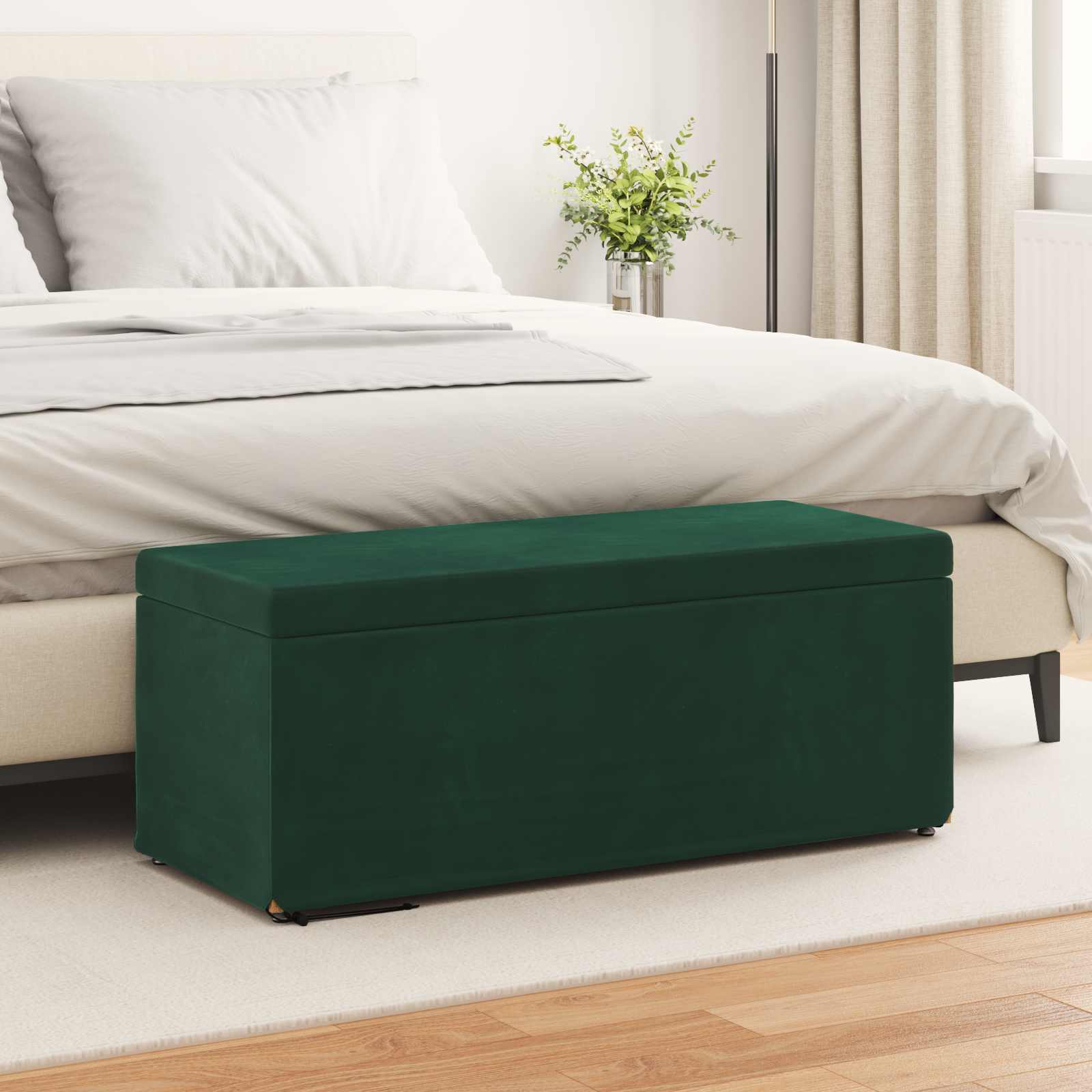 Zsámoly sötétzöld 101 x 41 x 40 cm bársony és műanyag fa