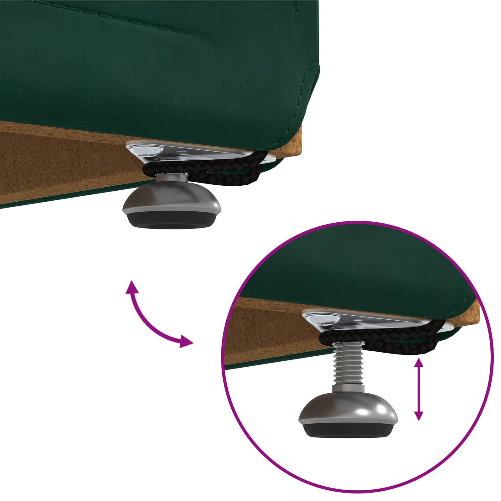 Zsámoly sötétzöld 101 x 41 x 40 cm bársony és műanyag fa