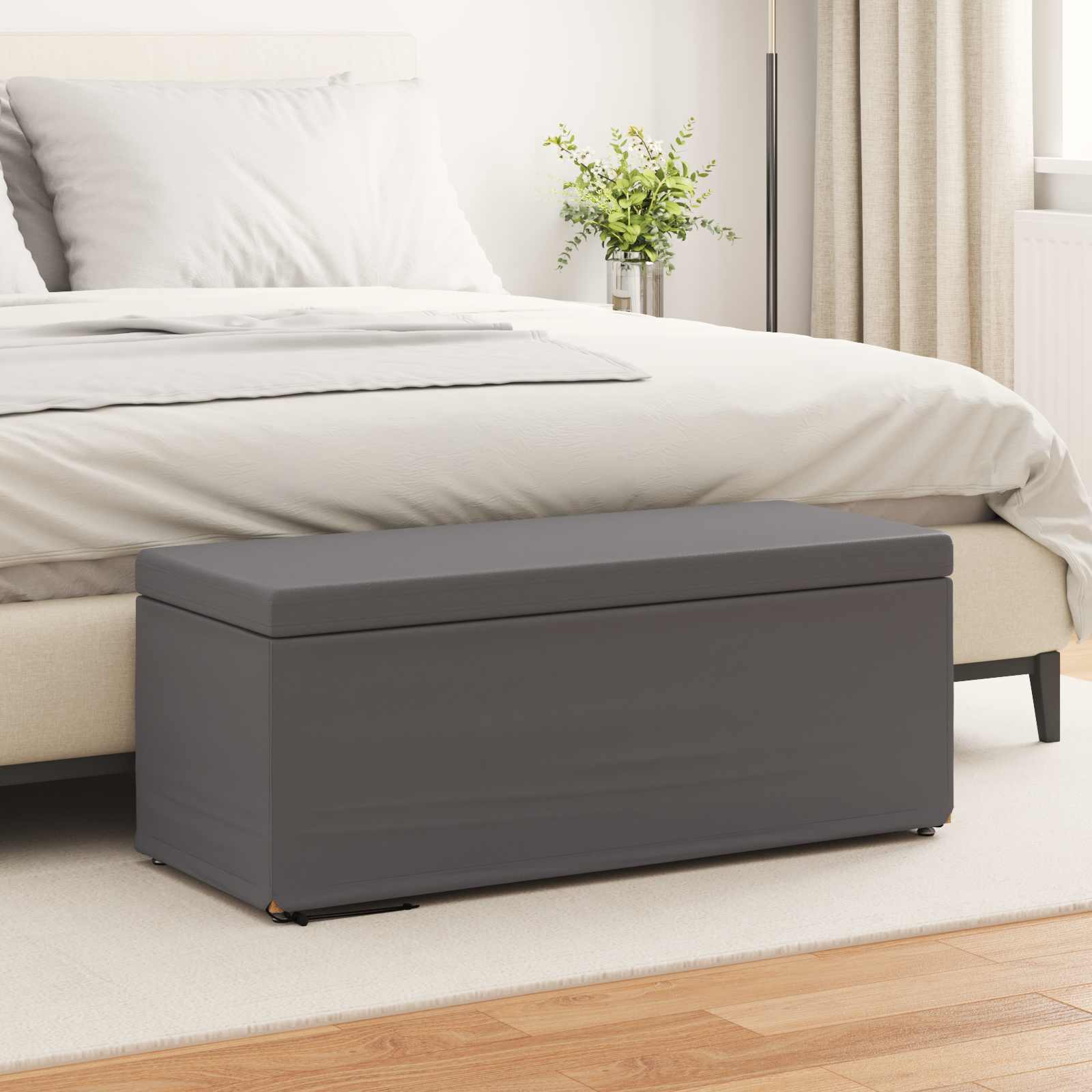 Zsámoly szürke 101 x 41 x 40 cm műbőr és műanyag fa