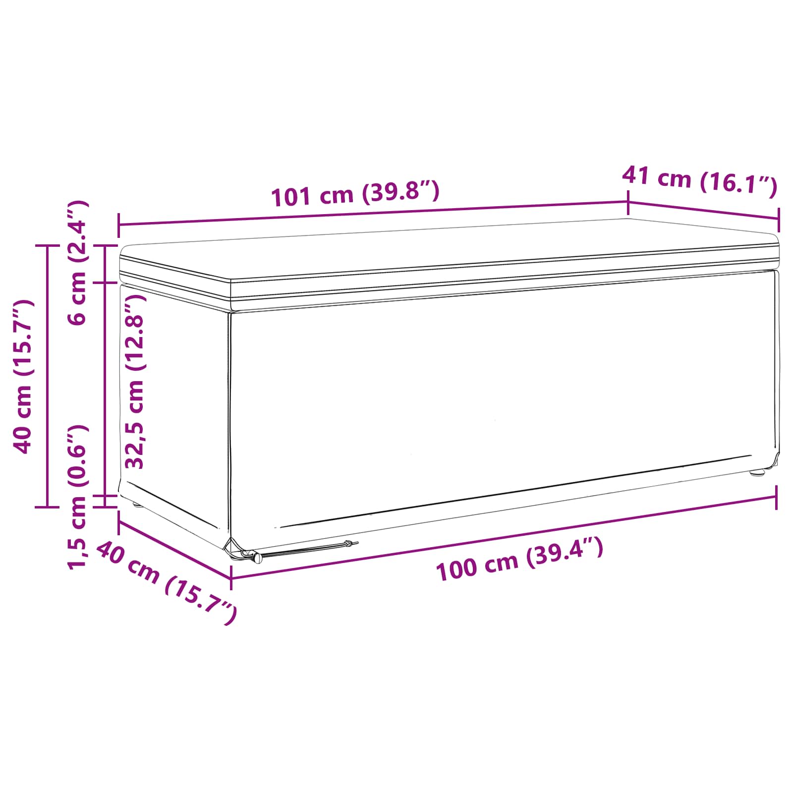 Zsámoly szürke 101 x 41 x 40 cm műbőr és műanyag fa