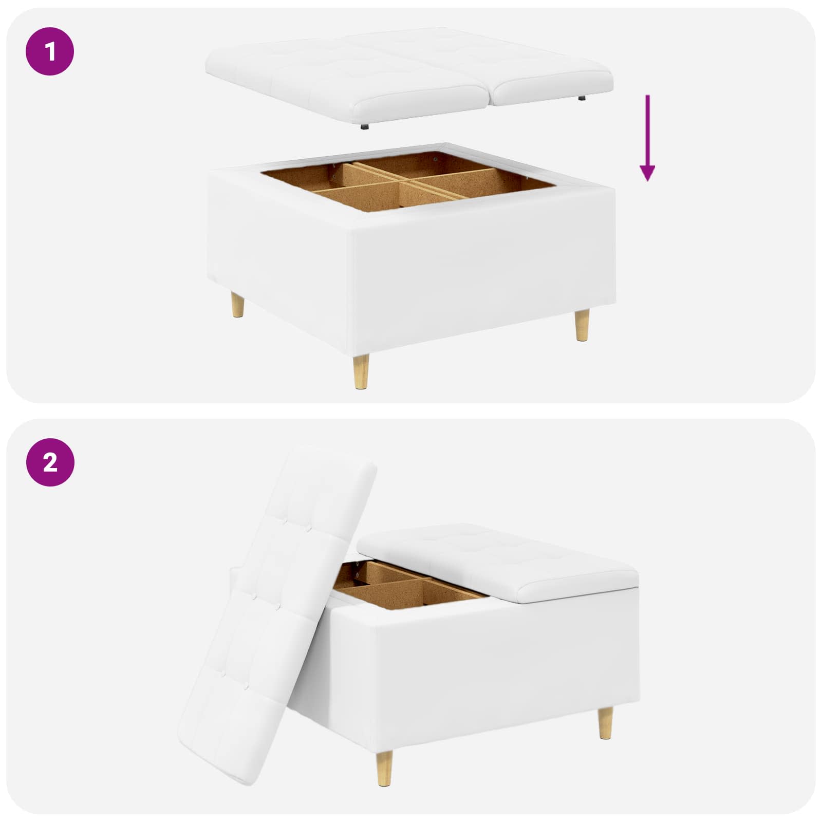 Gombos szék párnával fehér 80 x 80 x 45 cm műbőr