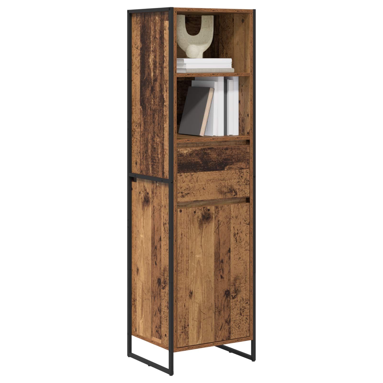 Könyvespolc fiókkal öreg fa 43 x 36 x 150,5 cm faanyag