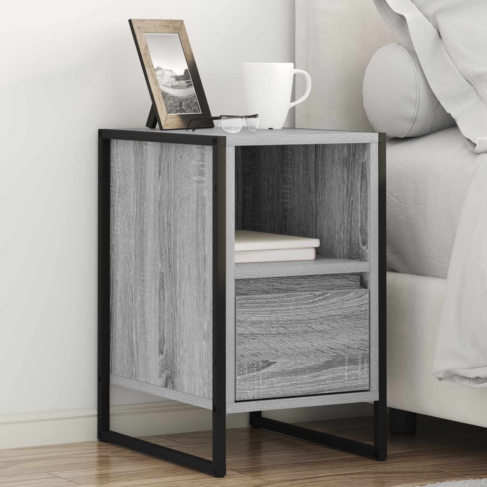 Éjjeli asztal 2 pcs szürke sonoma 39,5 x 30 x 50 cm faanyag