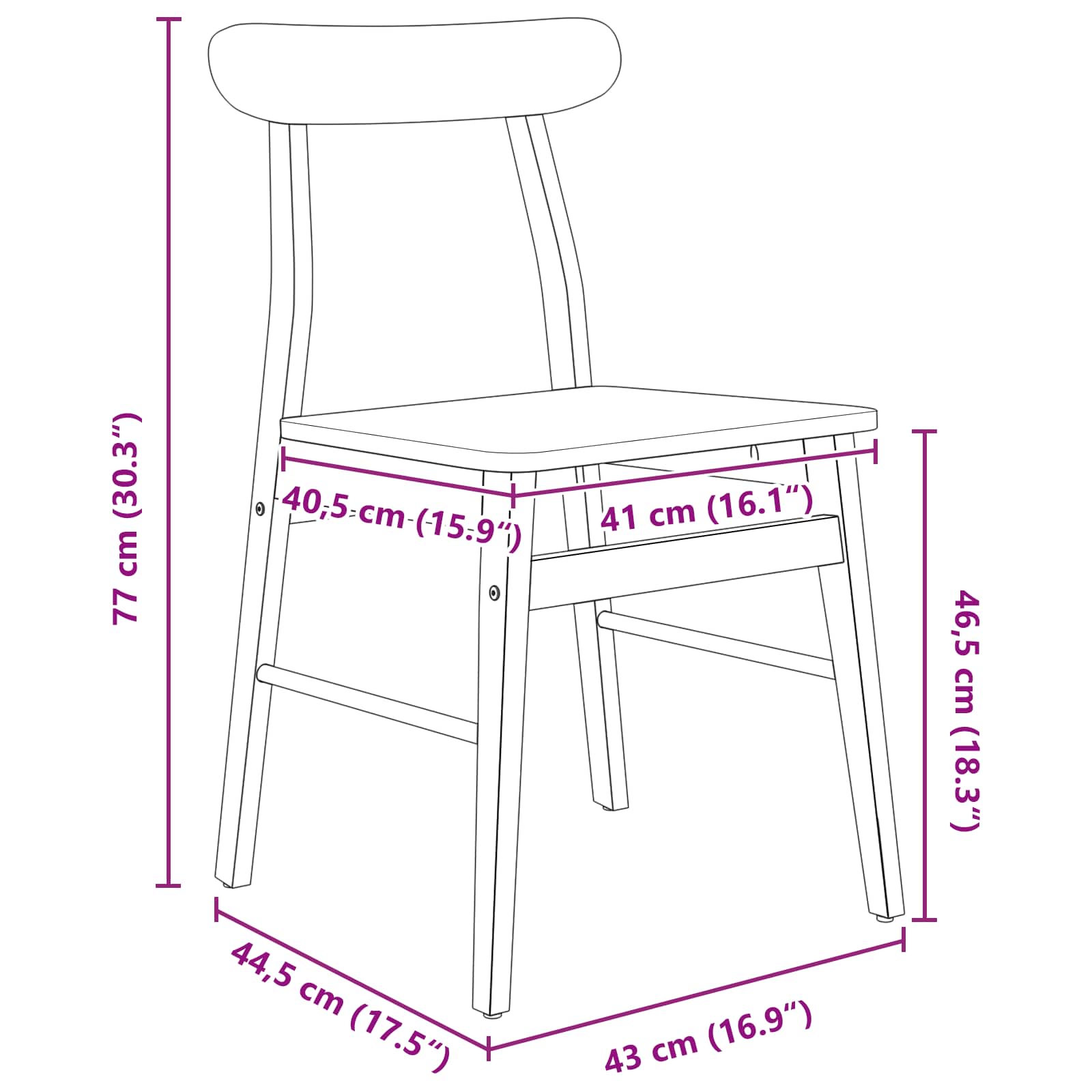 Étkezőszék 2 pcs fehér tömör gumi fa