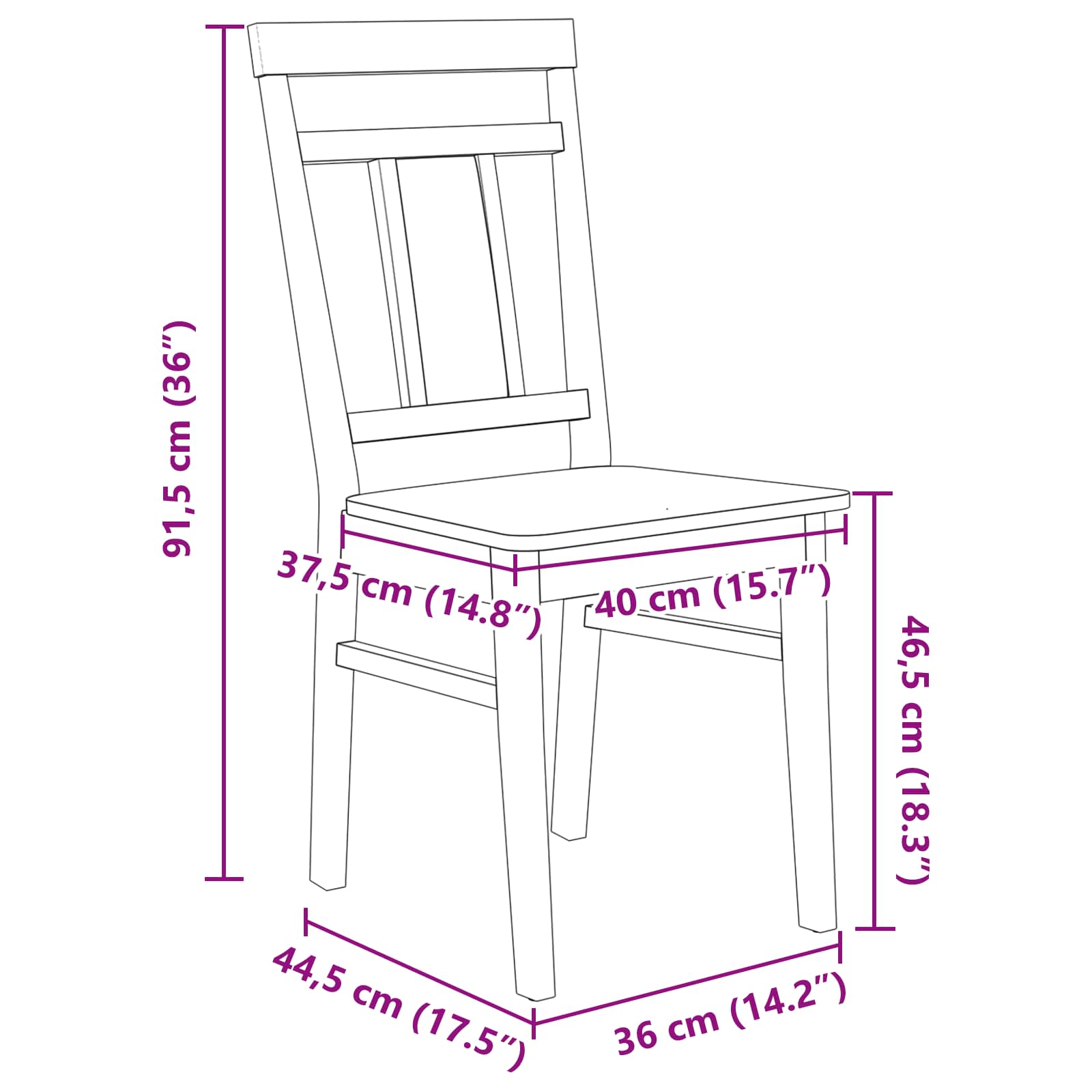 Étkezőszék 2 pcs fehér tömör fa