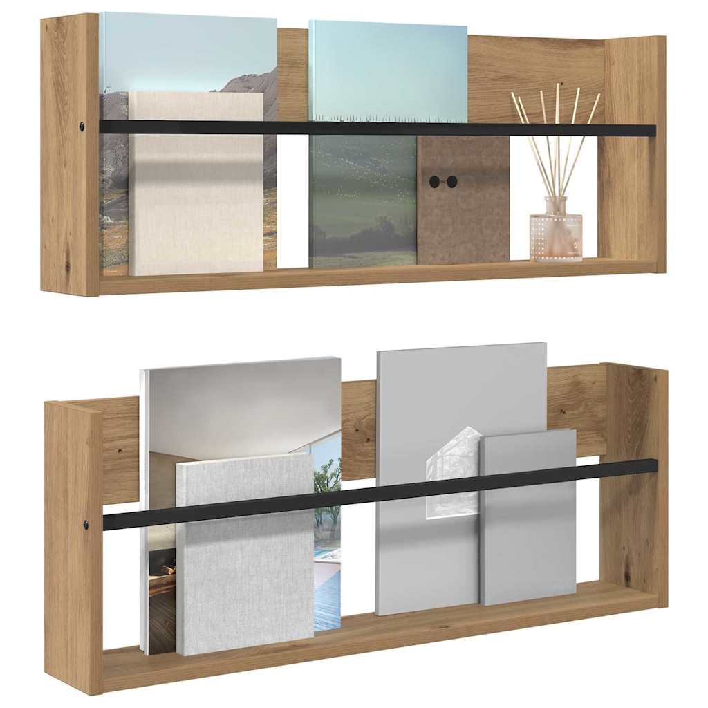 Magazin állvány 2 pcs artisan tölgy 80 x 12 x 30 cm faanyag