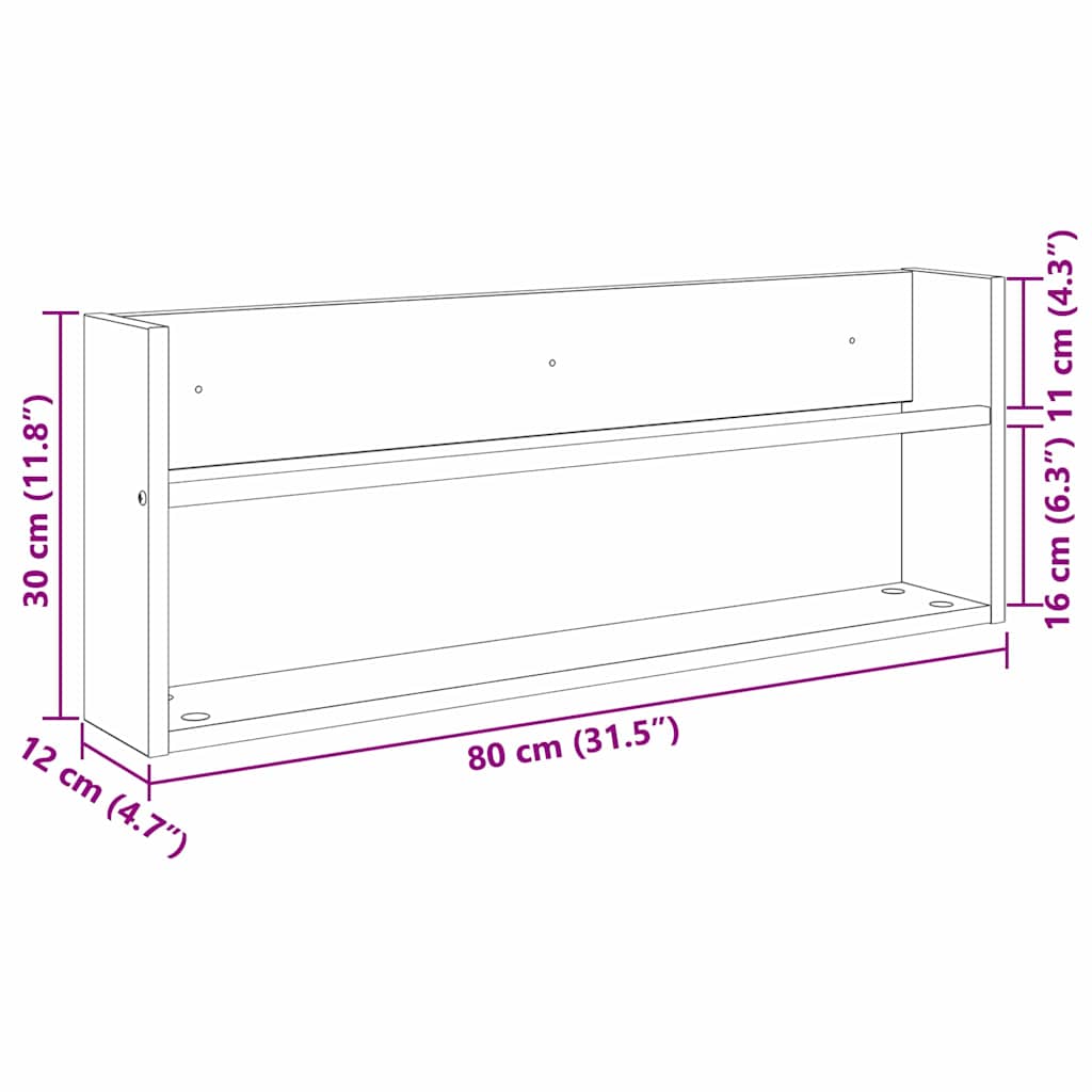 Magazin állvány 2 pcs artisan tölgy 80 x 12 x 30 cm faanyag