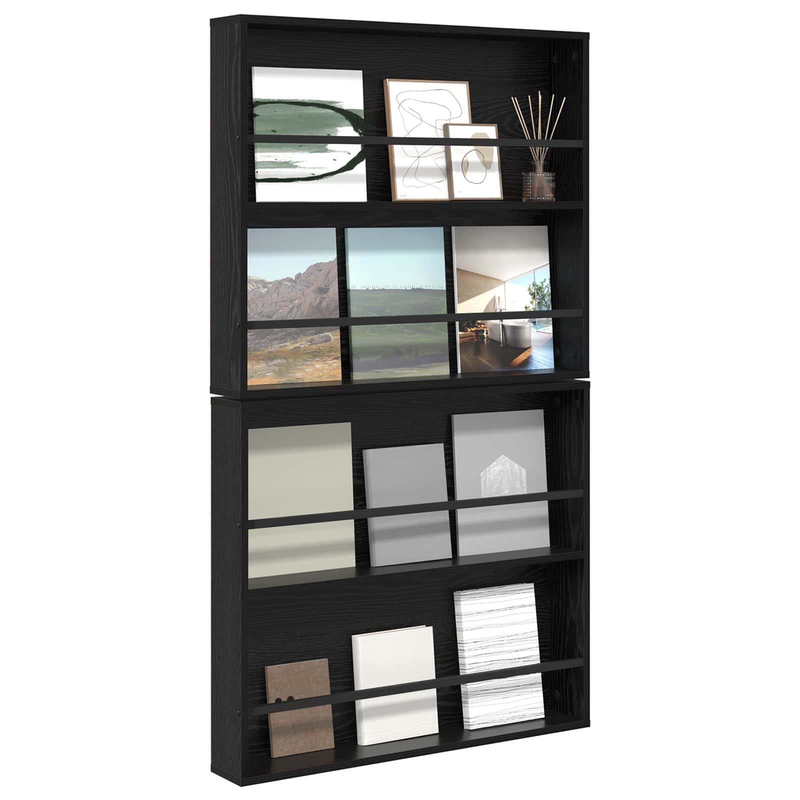 Magazin állvány 2 pcs fekete tölgy 80 x 12 x 70 cm faanyag