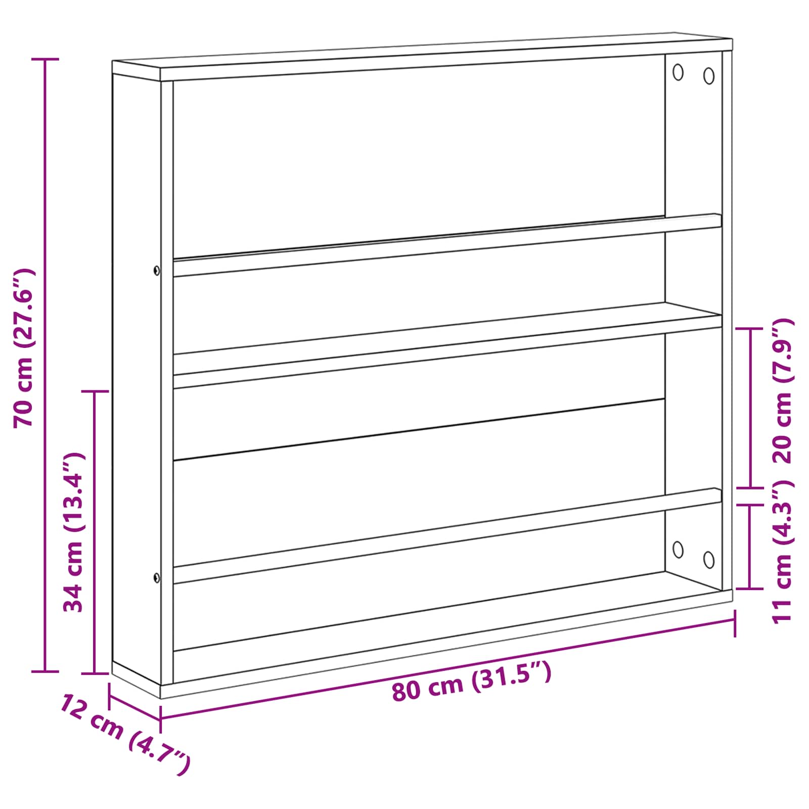 Magazin állvány 2 pcs fekete tölgy 80 x 12 x 70 cm faanyag