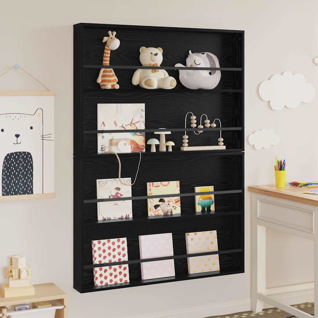 Magazin állvány 2 pcs fekete tölgy 100 x 12 x 70 cm faanyag